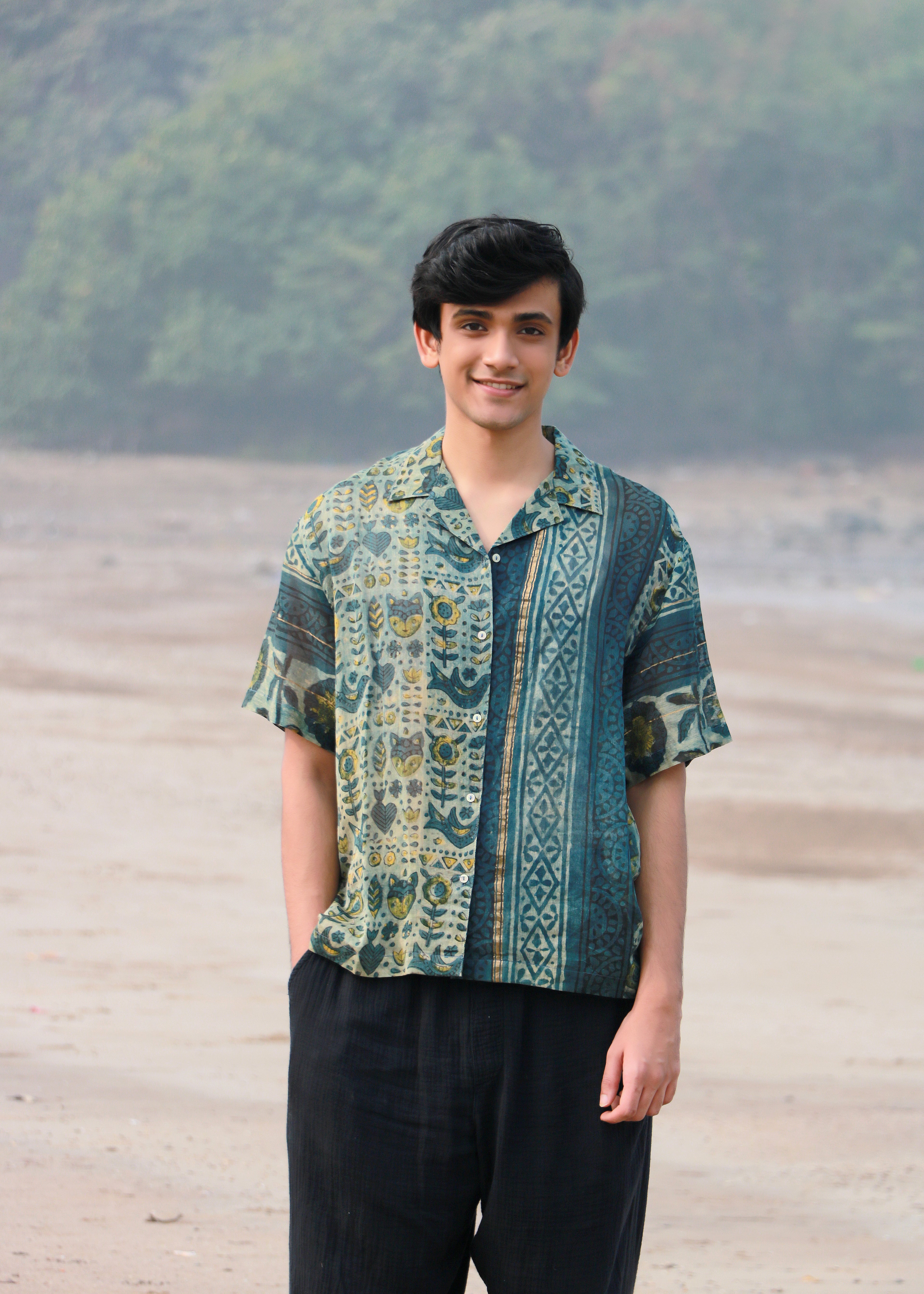 Sahel Ajrakh Silk Unisex Shirt