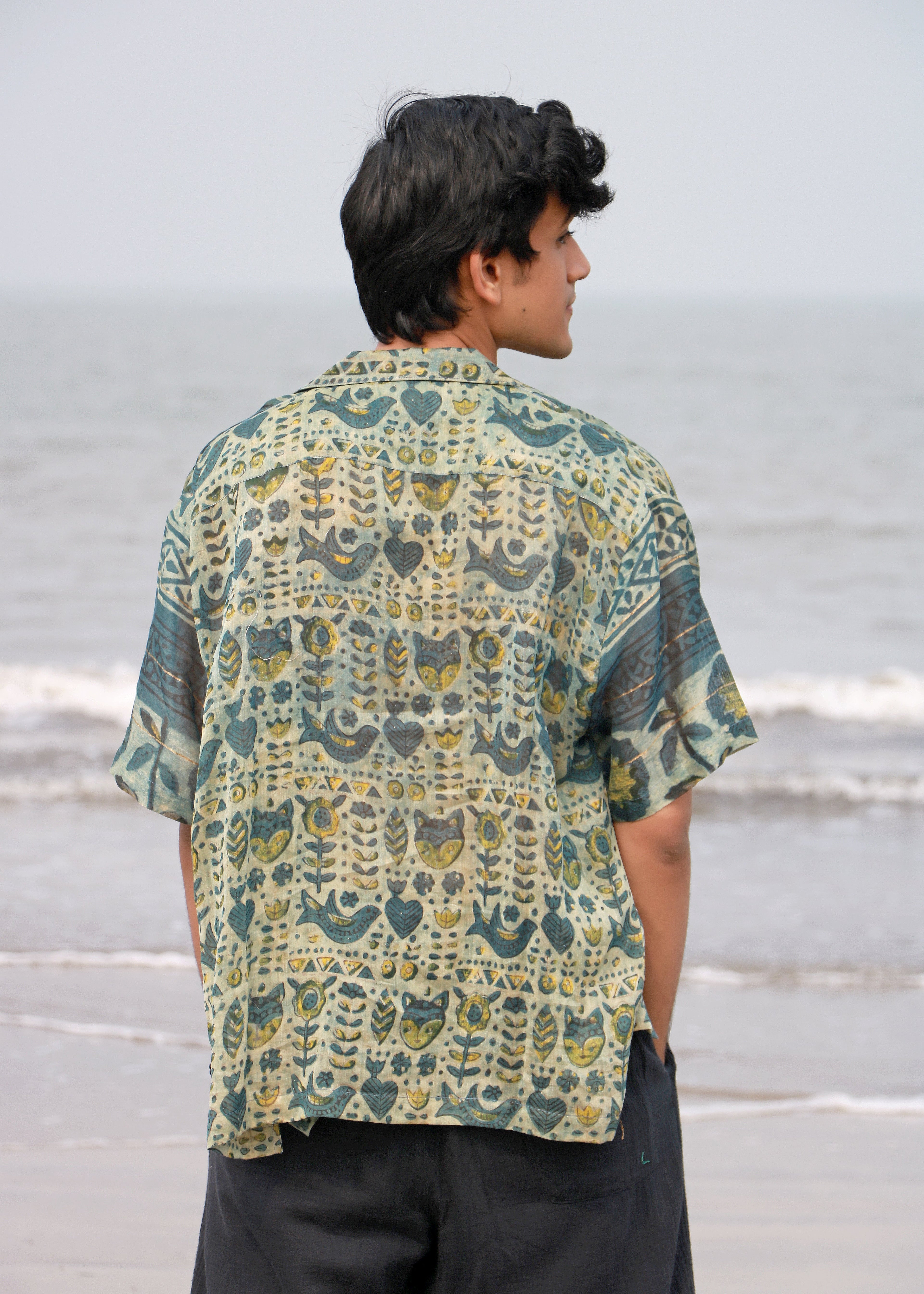 Sahel Ajrakh Silk Unisex Shirt