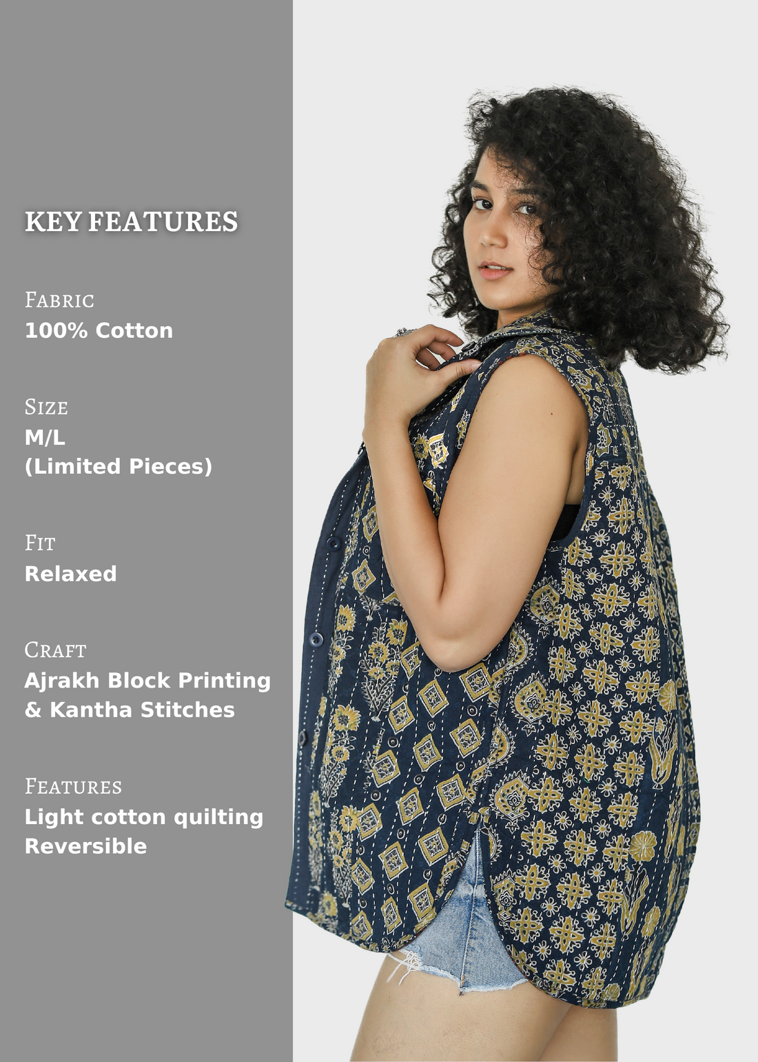 Qala Reversible Sleeveless Jacket (Quilted)- 02