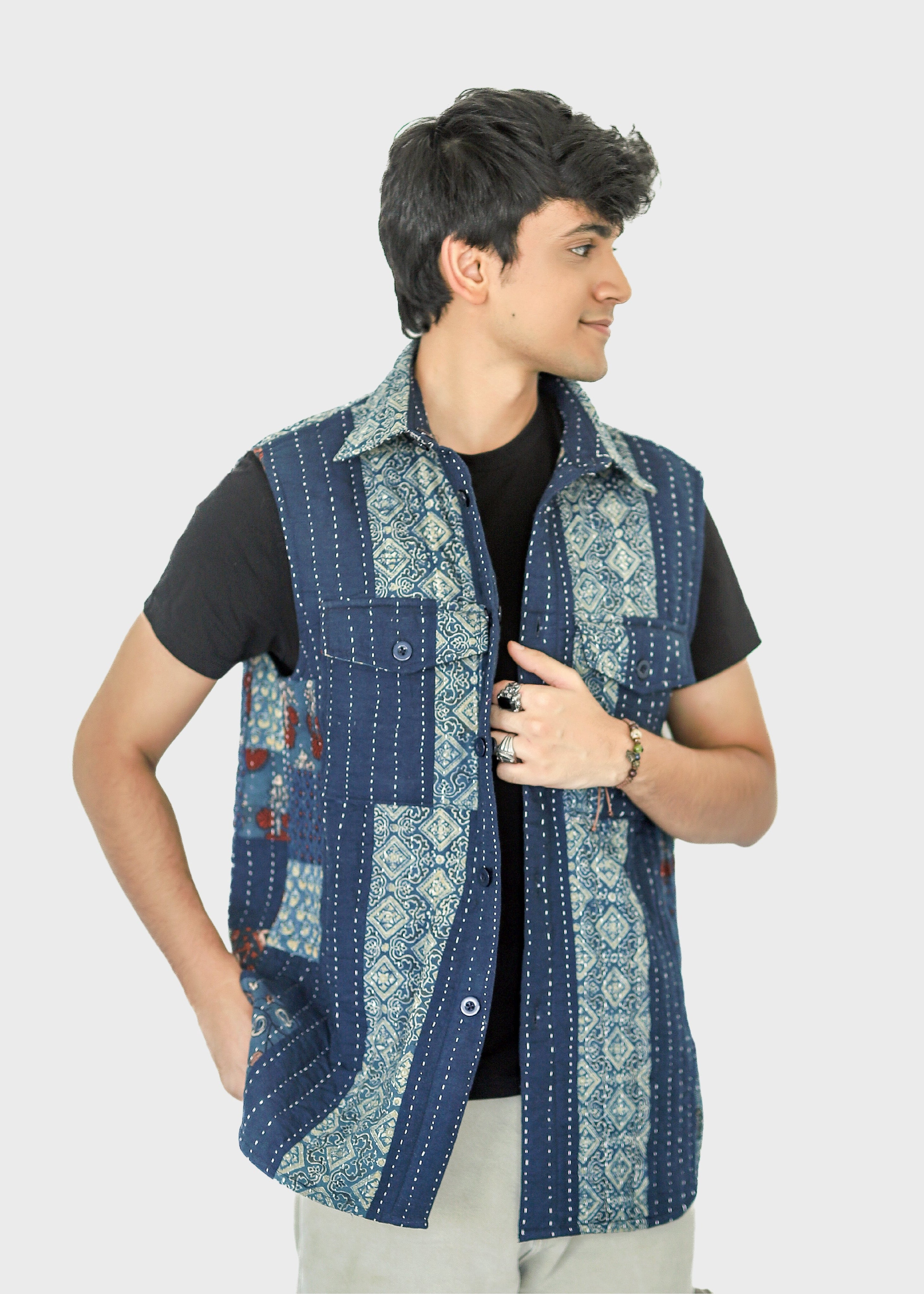 Qala Reversible Sleeveless Jacket (Quilted)- 02