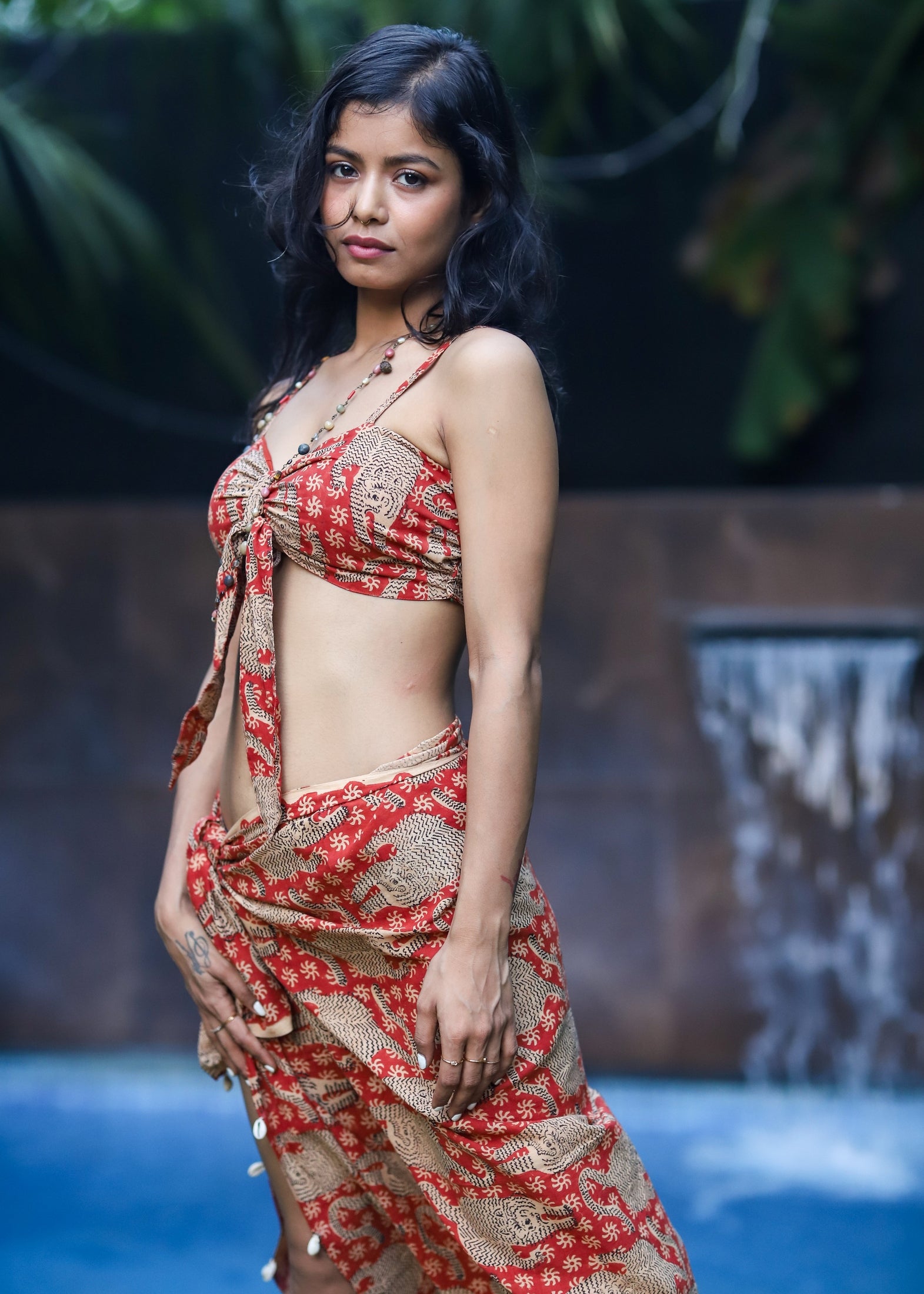 Set of 2 - Sher Block Printed Bra Top & Sarong