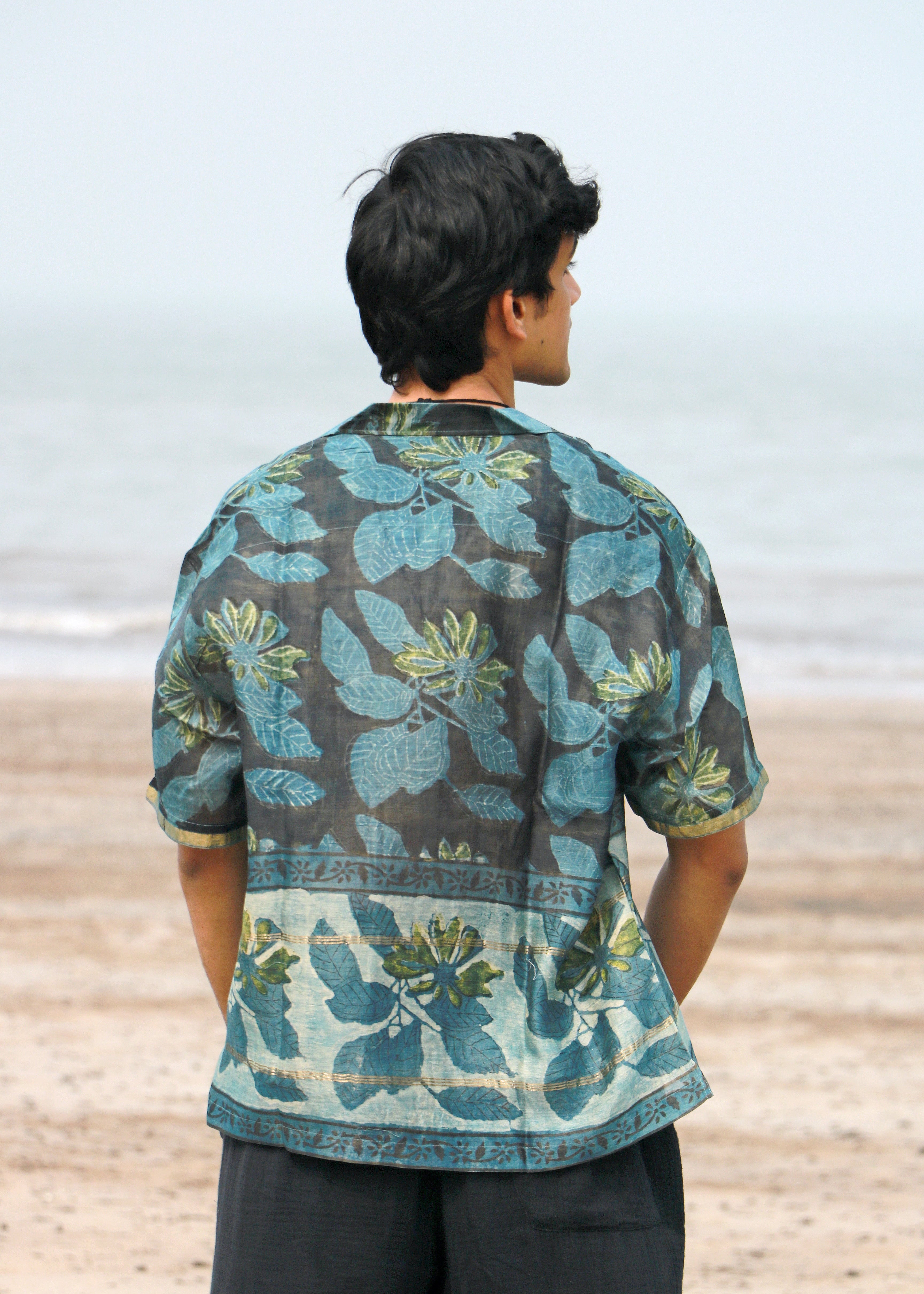 Bayar Ajrakh Chanderi Silk Shirt