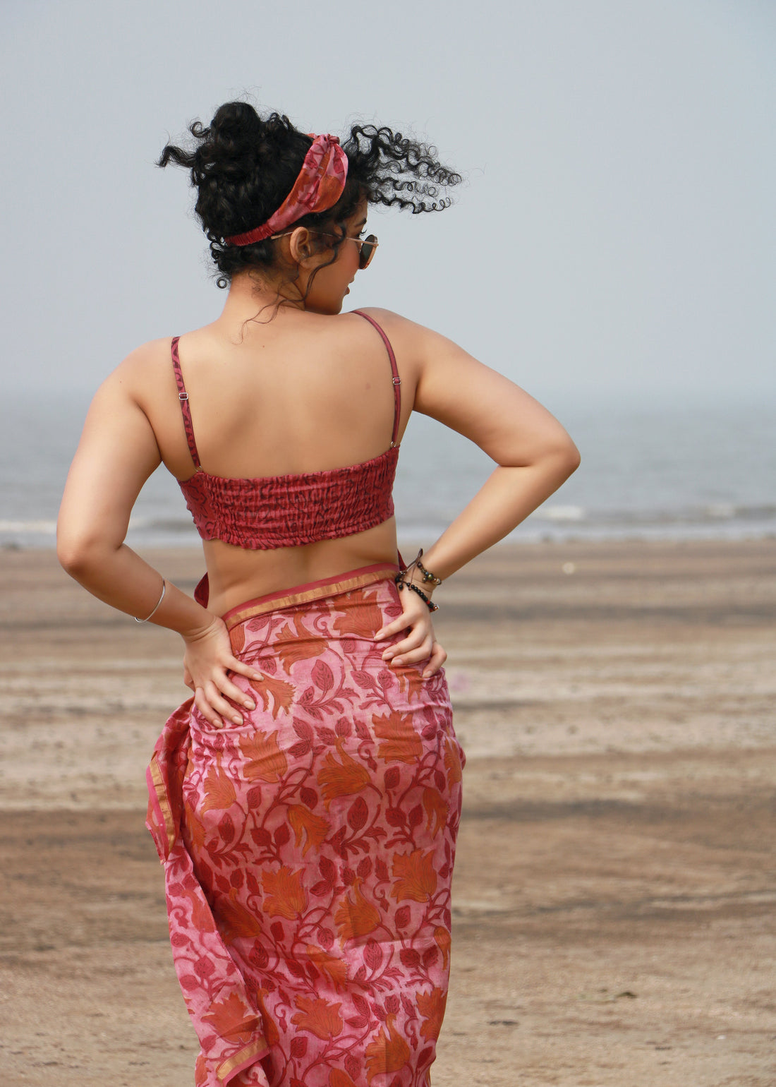 Sehba Ajrakh Silk Bra Top & Sarong