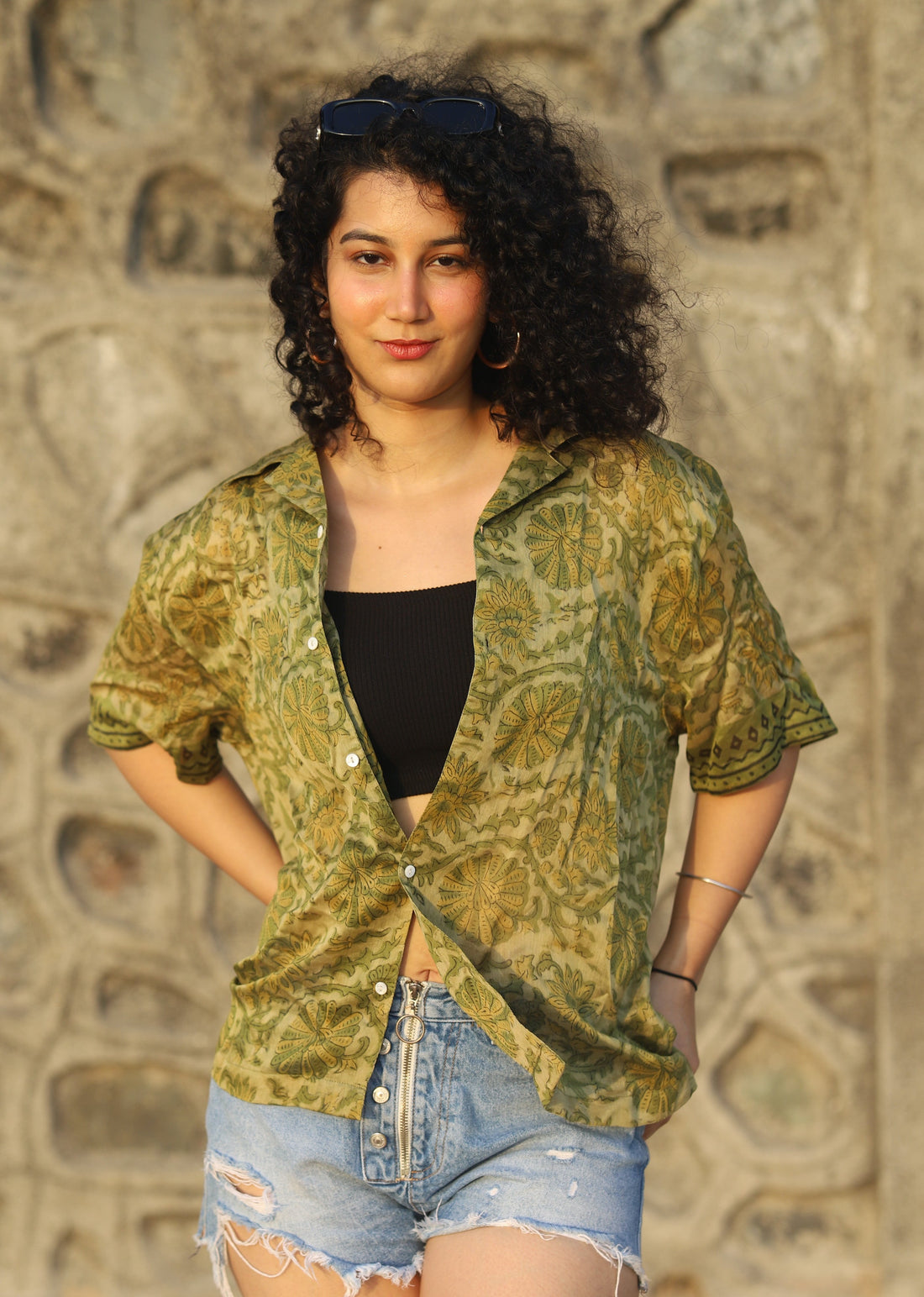 Ziba Ajrakh Chanderi Silk Shirt