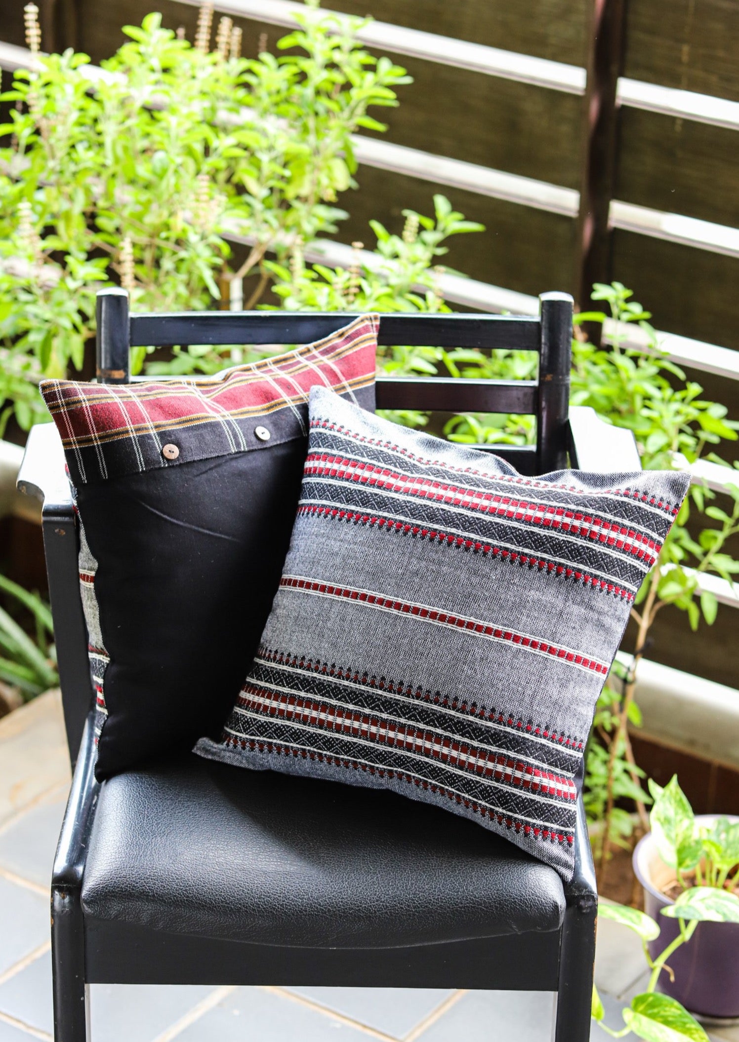 Handloom jacquard cushion cover in a 16x16 size, featuring intricate patterns and rich textures, perfect for adding a touch of elegance to your home decor.