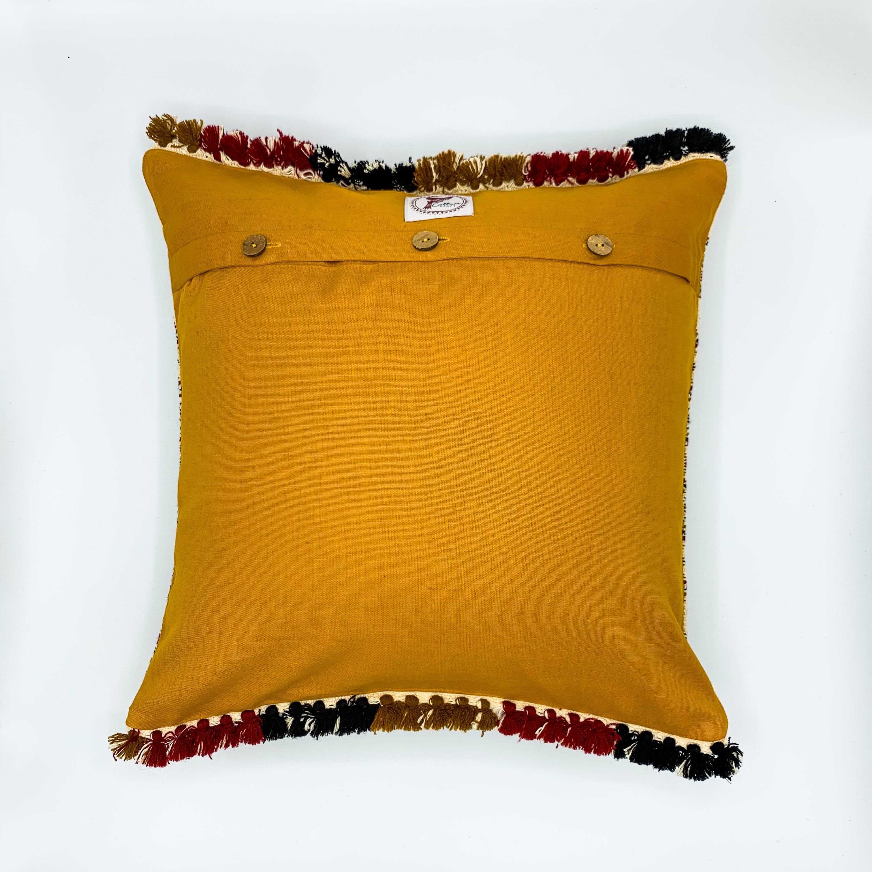 "ALANKAR Handloom Jacquard Cushion Cover, 16x16 inches, featuring intricate jacquard patterns in rich colors, crafted from high-quality fabric for a luxurious and stylish home décor accent."