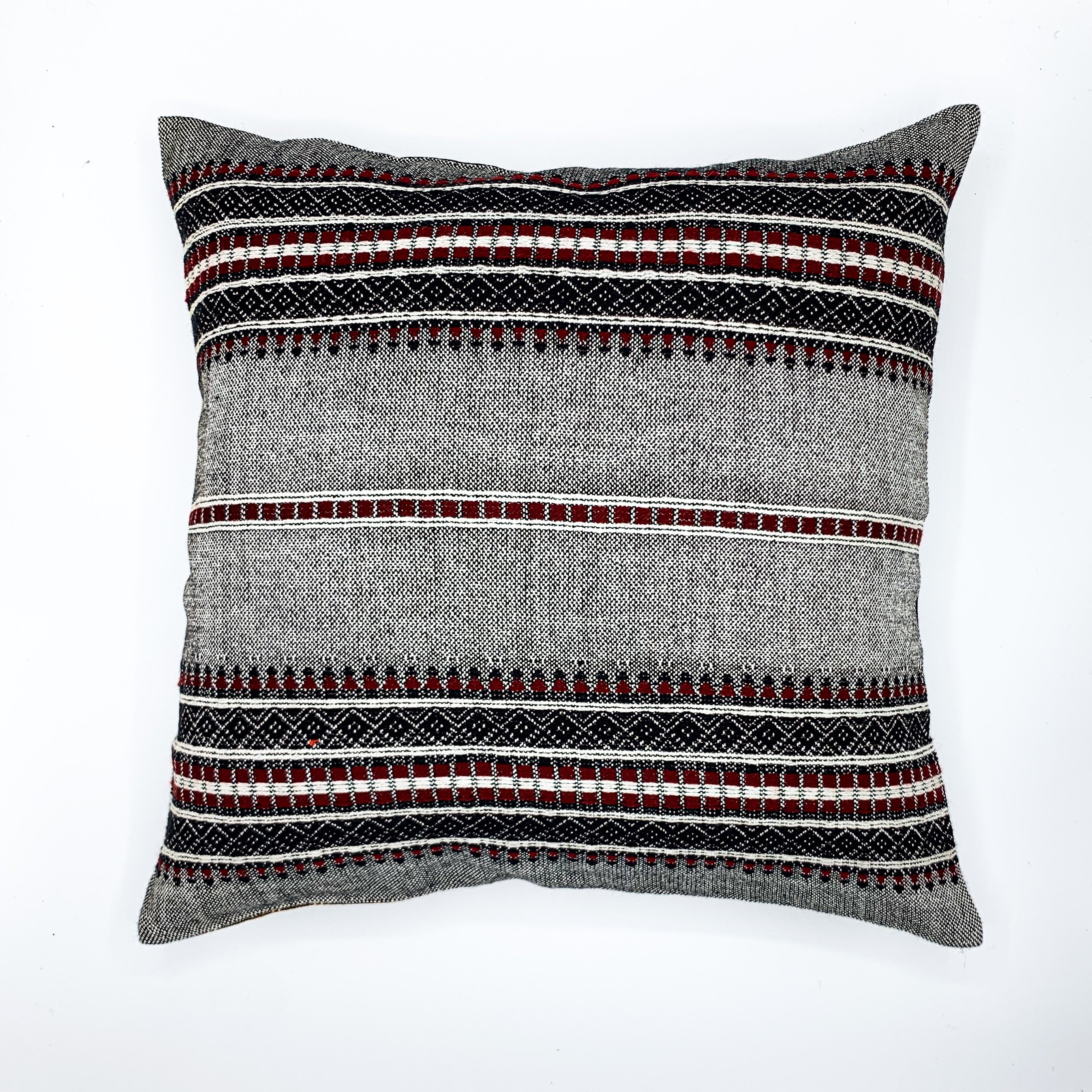 Handloom jacquard cushion cover in a 16x16 size, featuring intricate patterns and rich textures, perfect for adding a touch of elegance to your home decor.