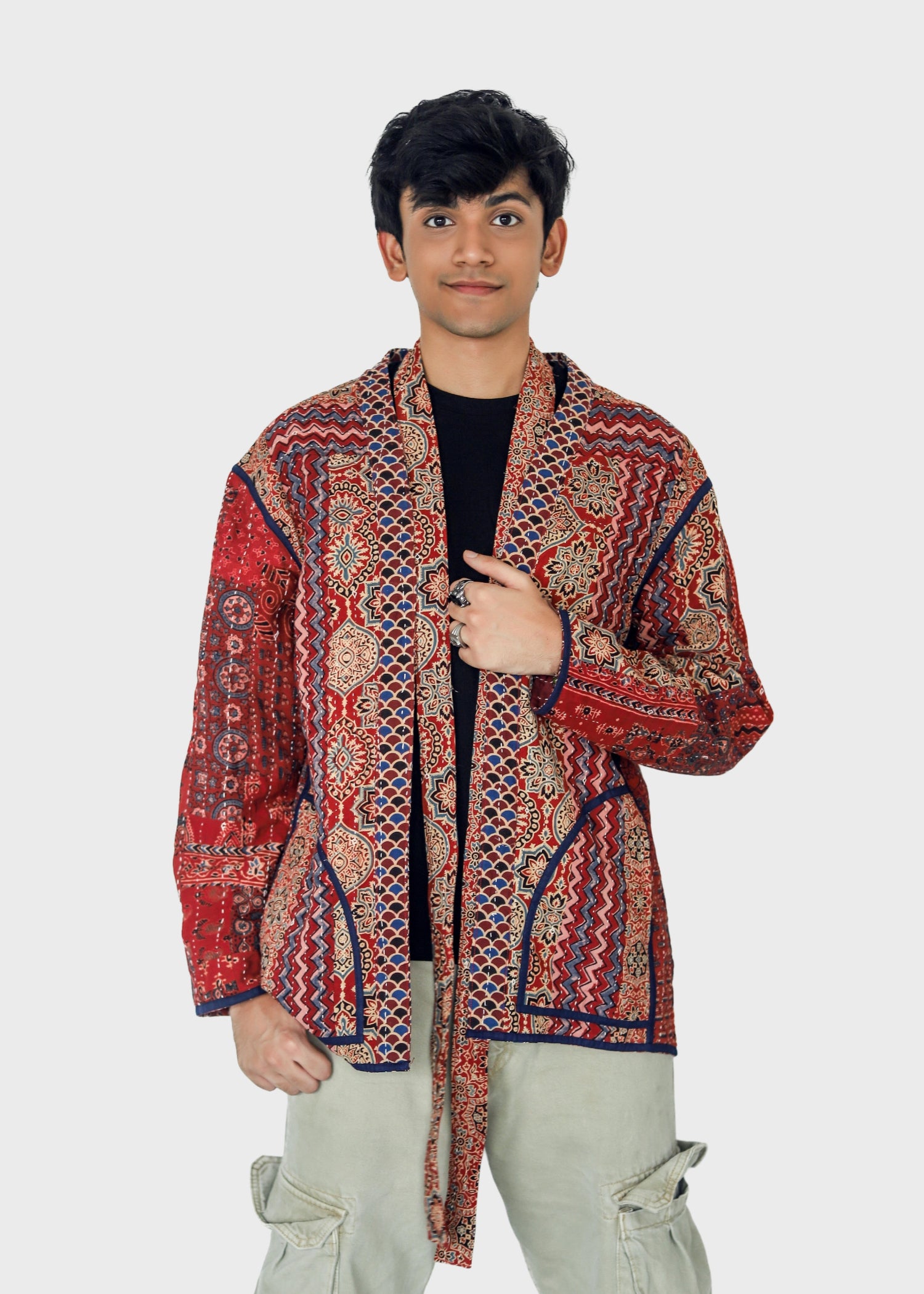 Ramya Ajrakh Print Reversible Shrug Jacket