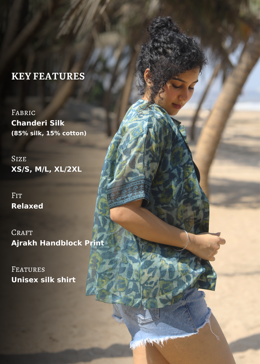 Siyah Ajrakh Print Silk Unisex Shirt