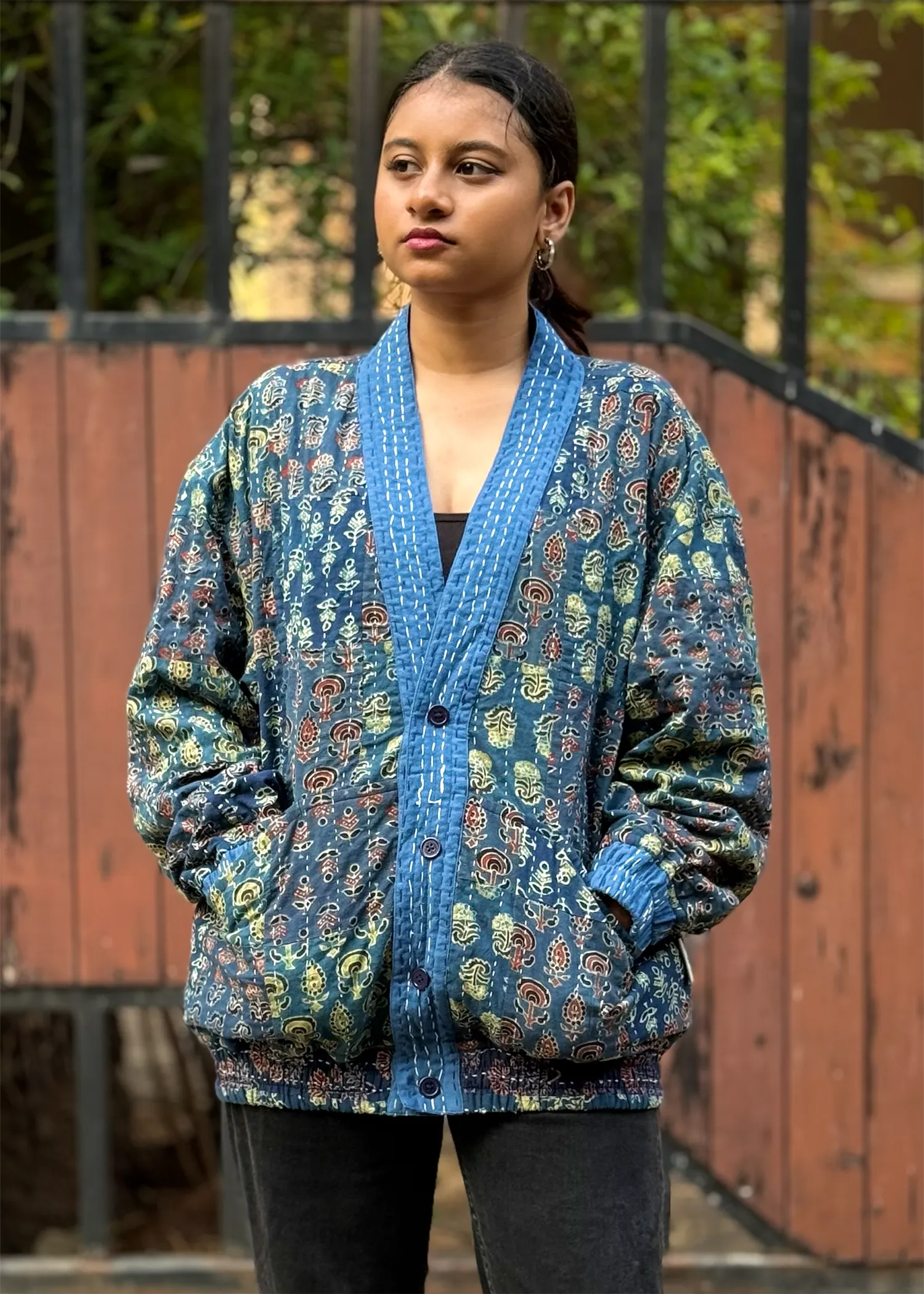 Sehar Reversible Kimono Bomber Jacket- 01