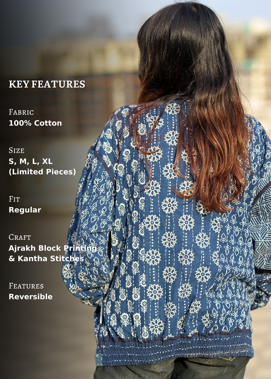 Zaib Ajrakh Print Reversible Bomber Jacket
