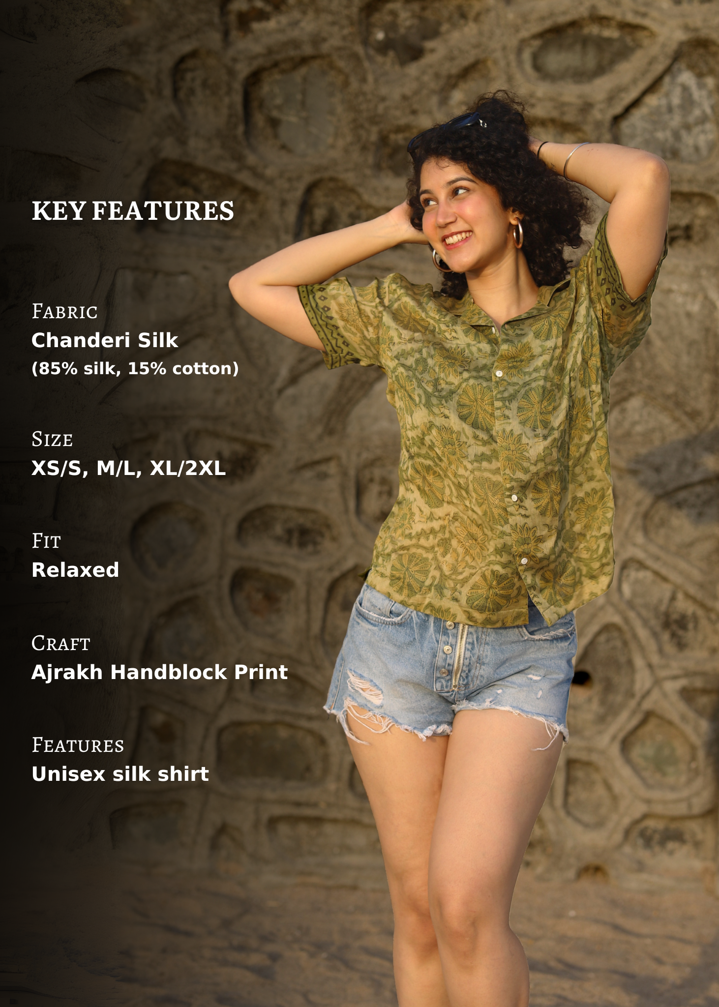 Ziba Ajrakh Print Silk Unisex Shirt