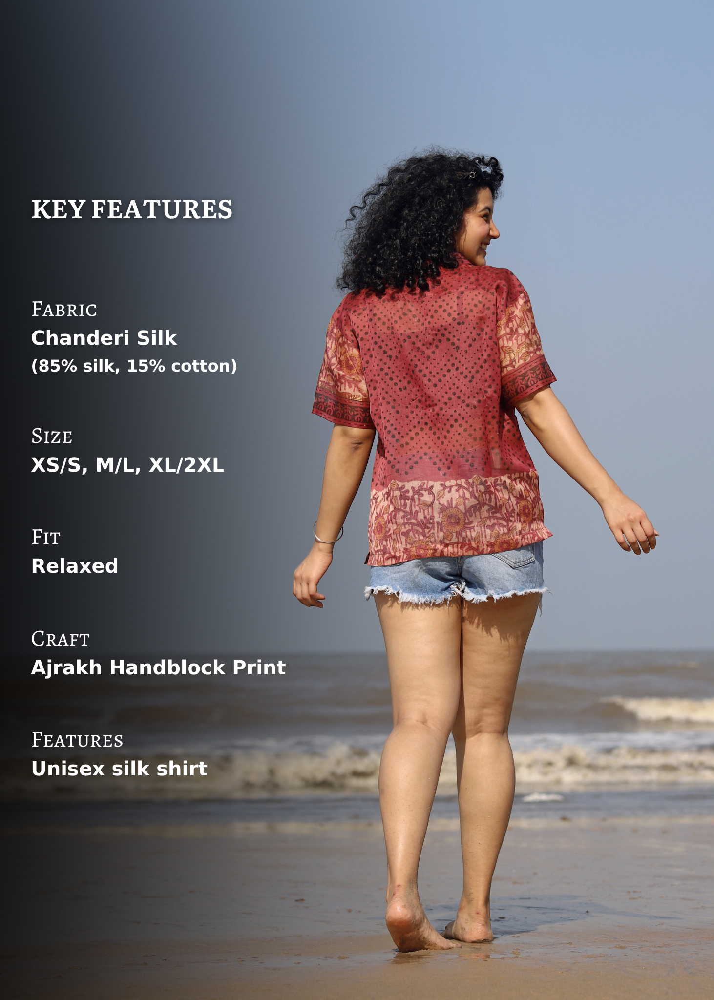 Parvaz Ajrakh Print Silk Unisex Shirt