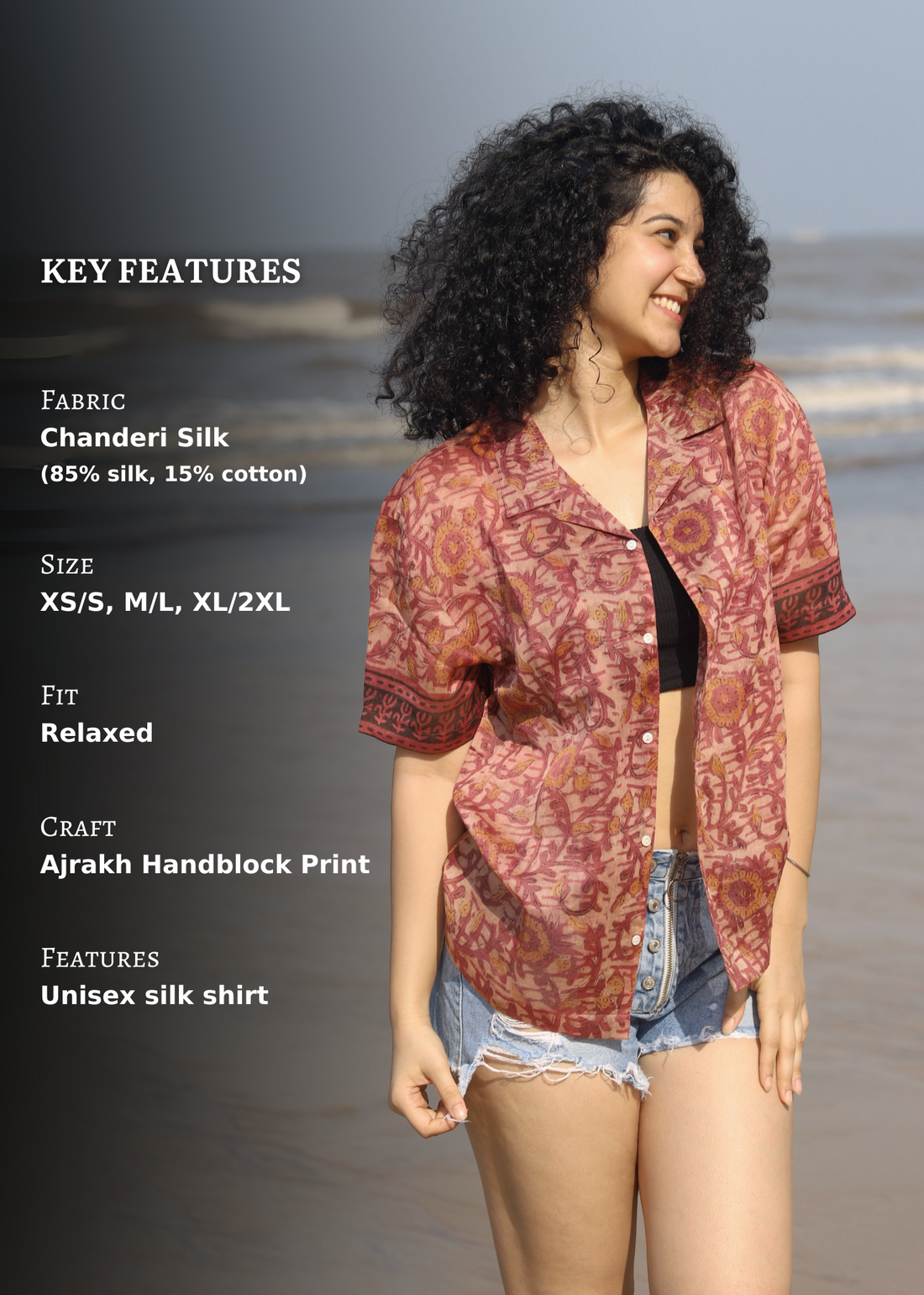 Noor Ajrakh Print Silk Unisex Shirt