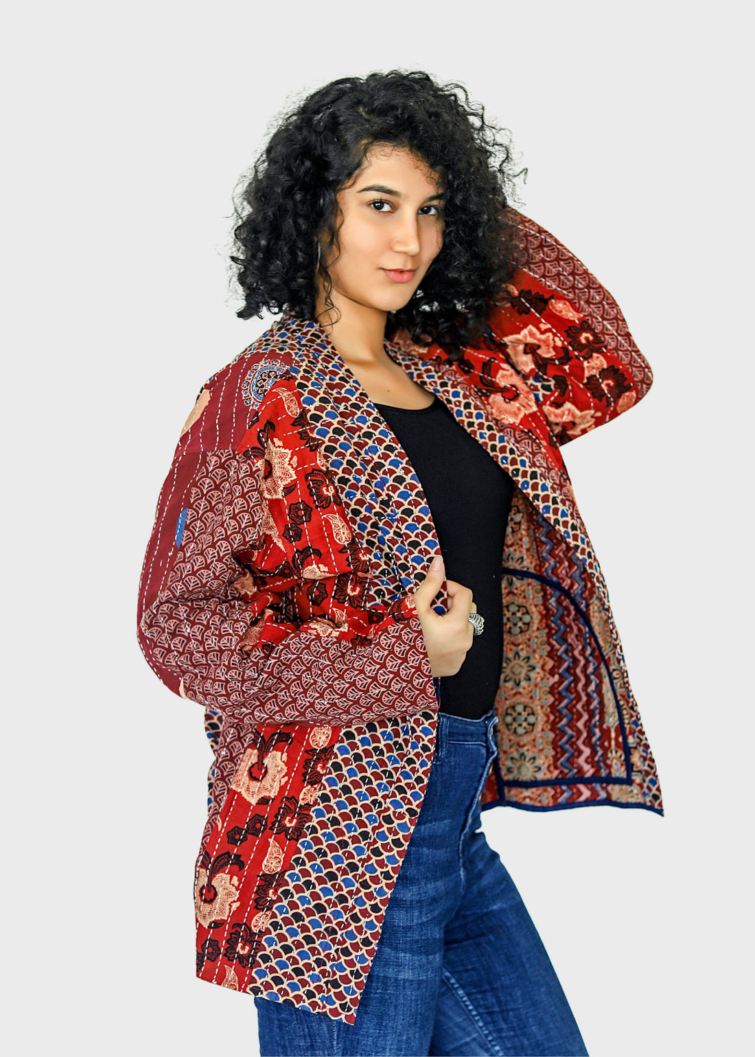 Ramya Ajrakh Print Reversible Shrug Jacket