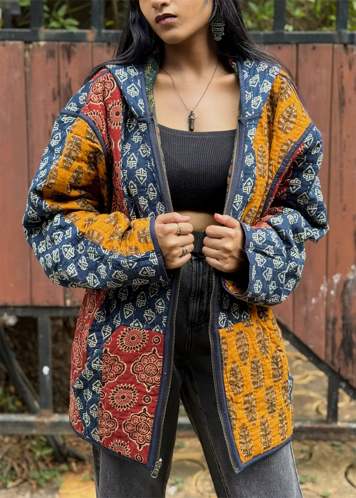 Vayu Reversible Hooded Jacket (Quilted)- 07