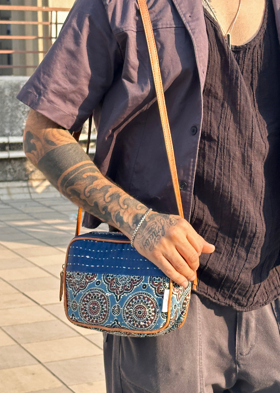 RAMAYA - Ajrakh Printed Mashru Sling Bag