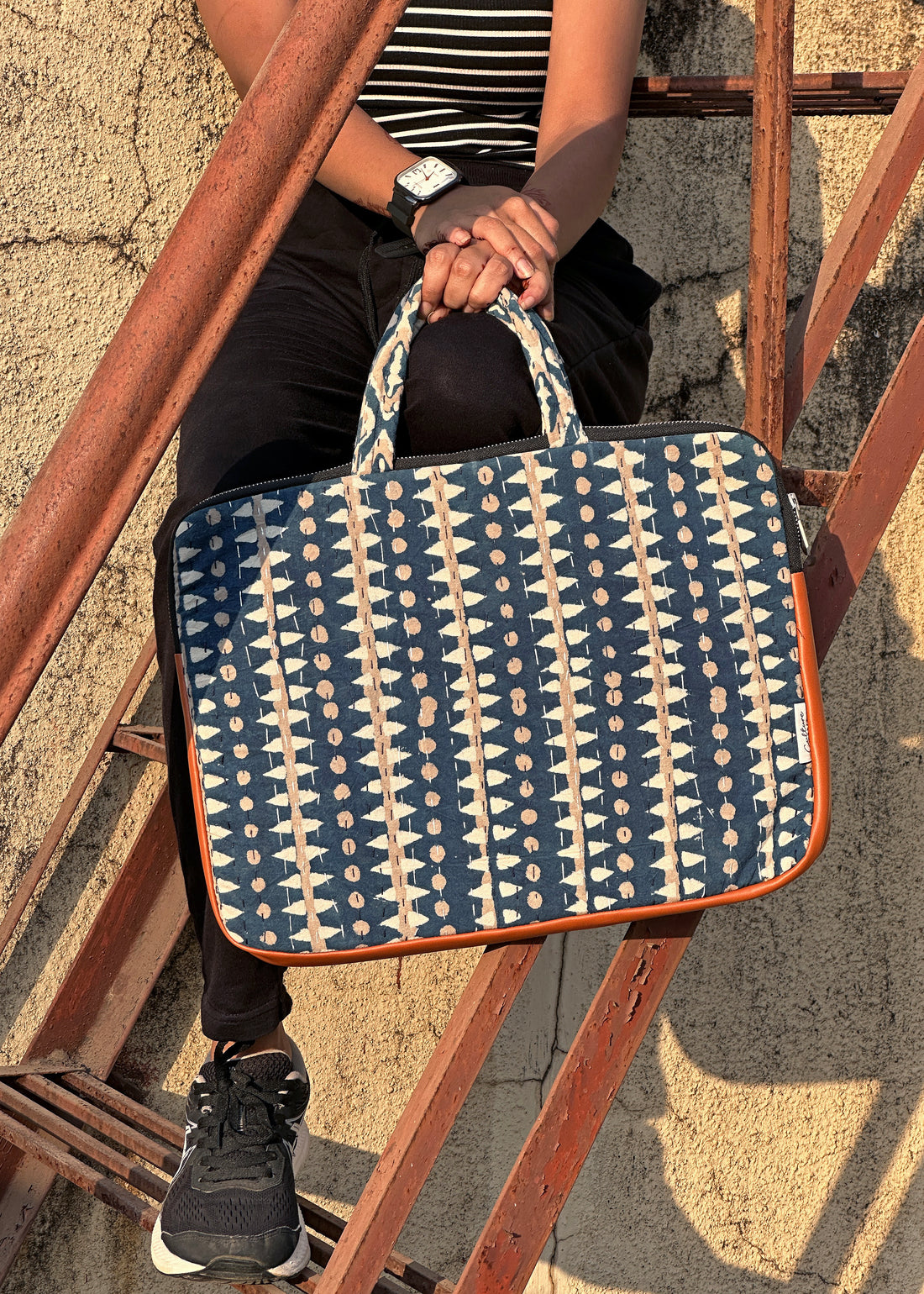 AVNI - Dabu Handblock Printed Indigo Laptop Bag