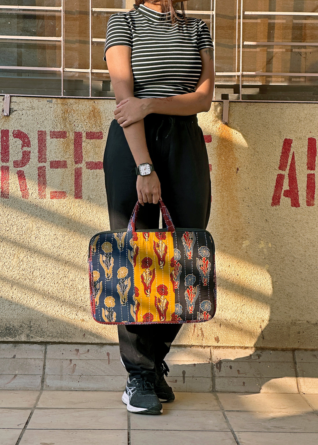 SOSAN - Ajrakh Panelled Laptop Bag
