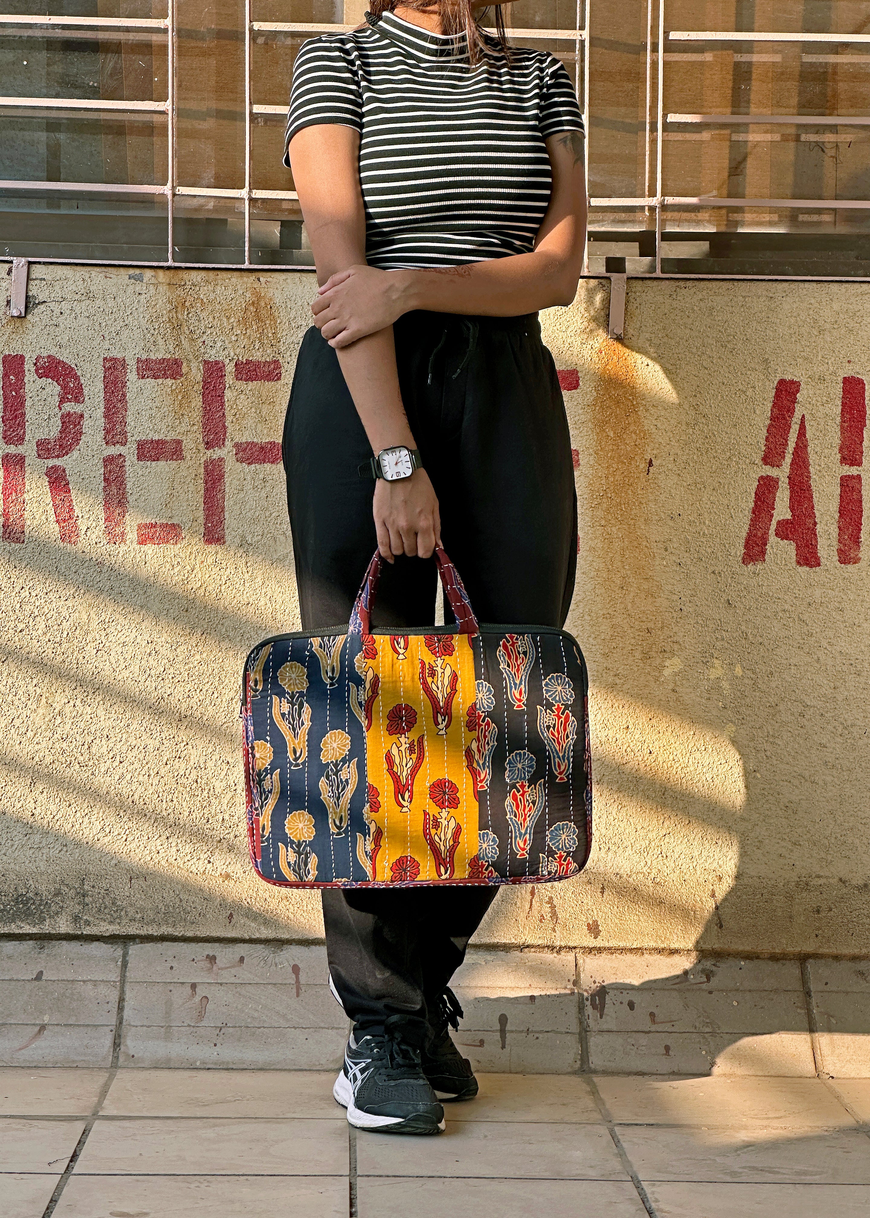 SOSAN - Ajrakh Panelled Laptop Bag