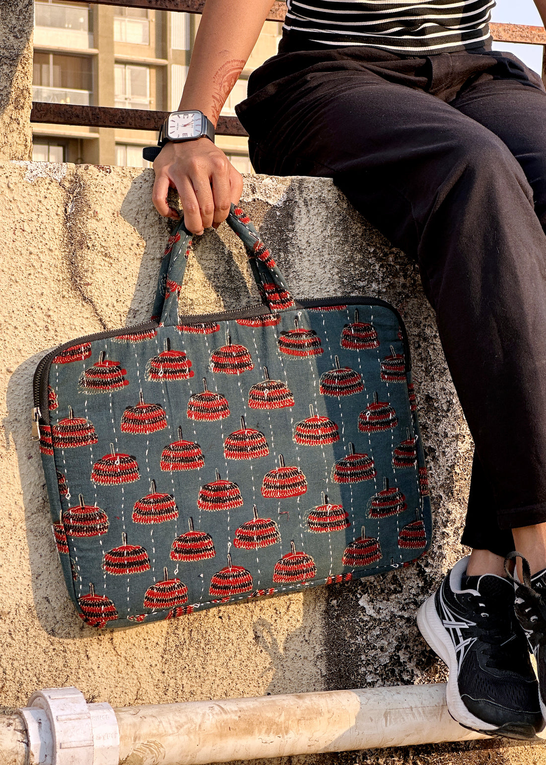 JHUMAR - Ajrakh Handblock Printed Laptop Bag