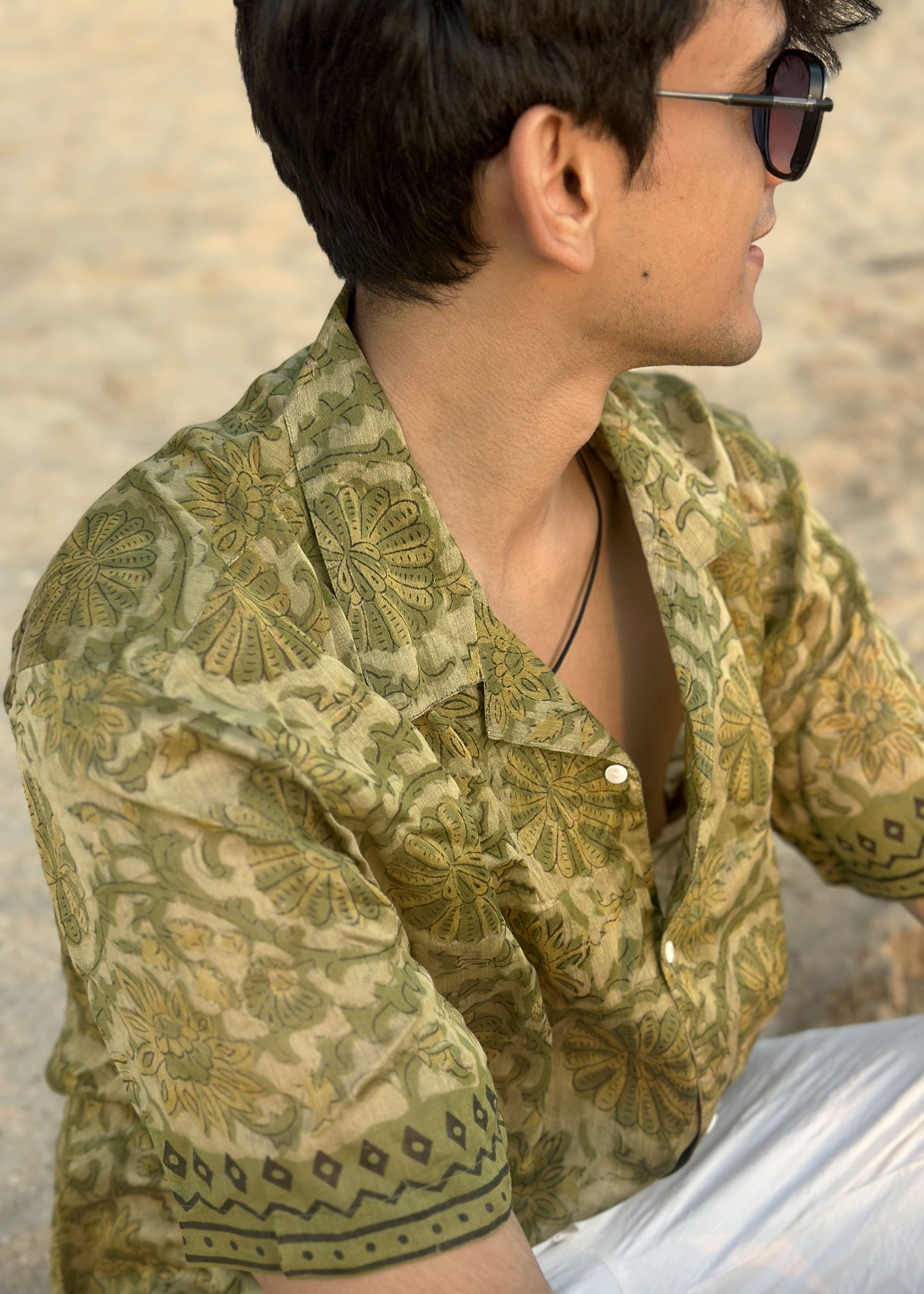 Ziba Ajrakh Print Silk Unisex Shirt