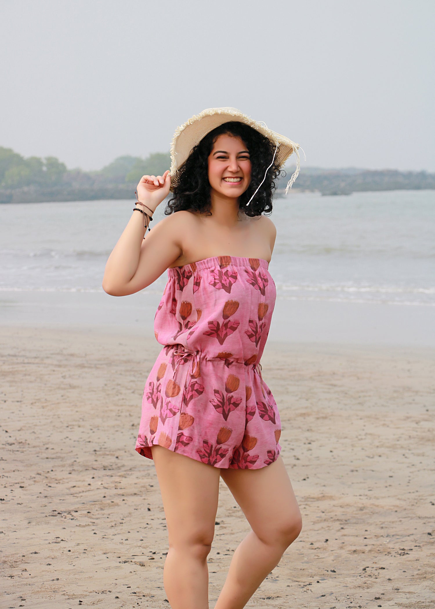 Rihla Ajrakh Print Silk Beach Playsuit – Culture Kraft