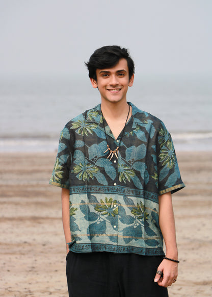 Bayar Ajrakh Chanderi Silk Shirt