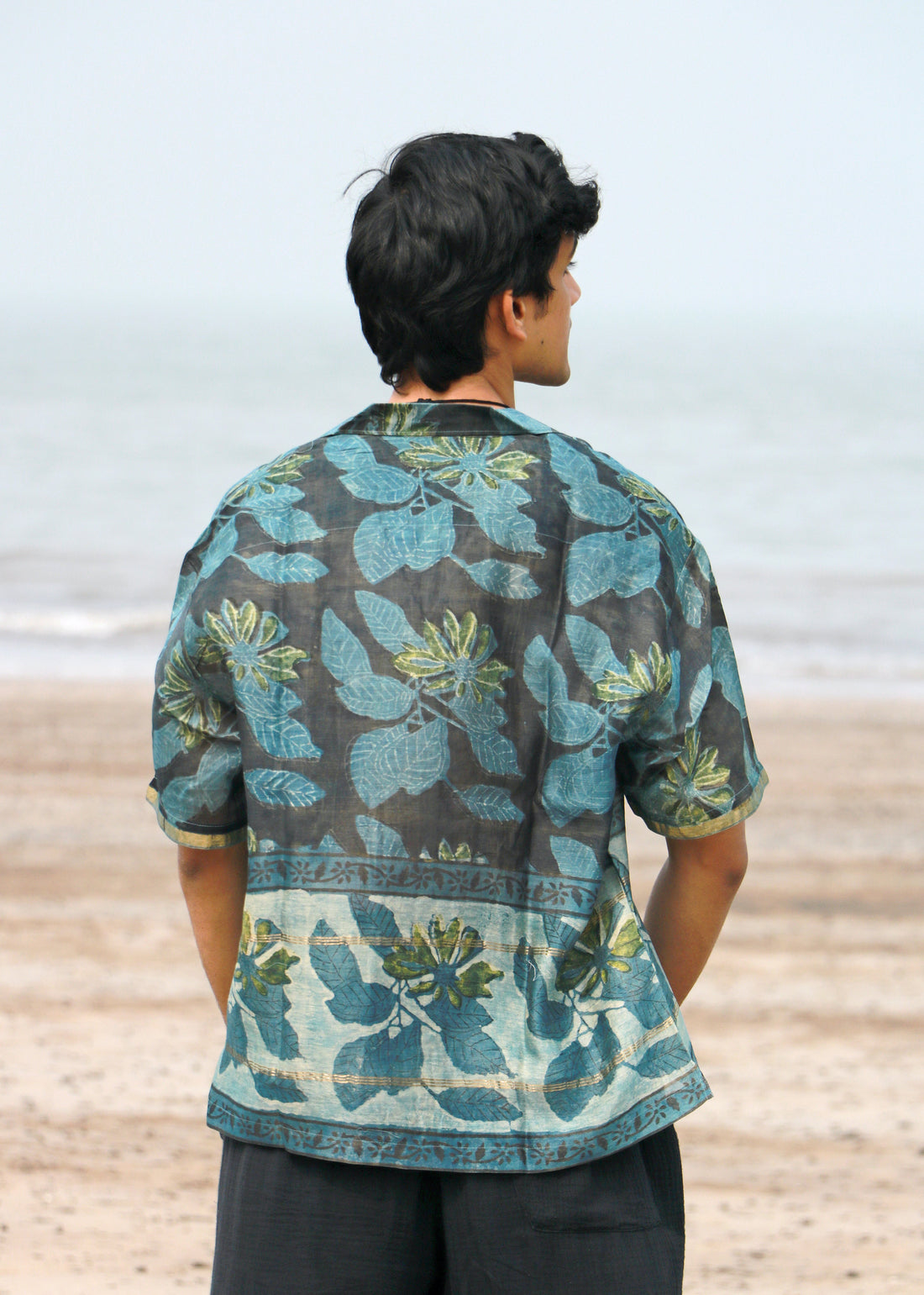 Bayar Ajrakh Chanderi Silk Shirt