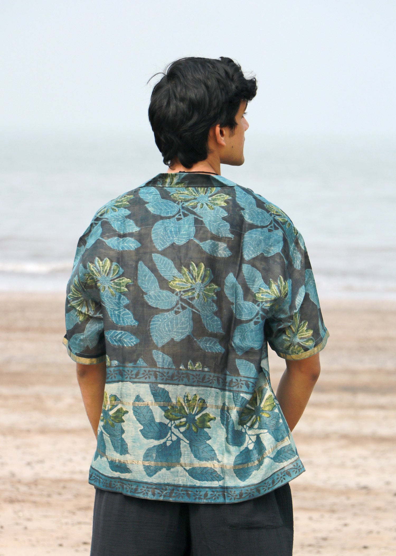 Bayar Ajrakh Chanderi Silk Shirt
