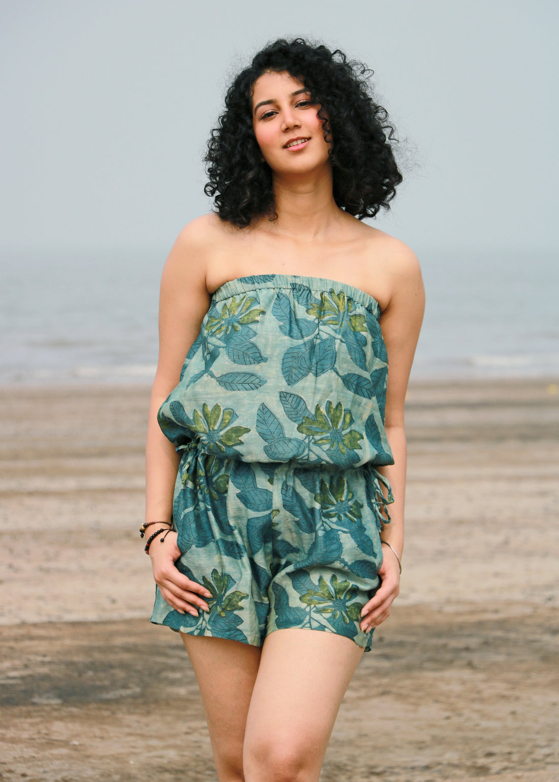 Mehar Ajrakh Print Silk Beach Playsuit