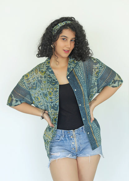 Sahel Ajrakh Silk Unisex Shirt