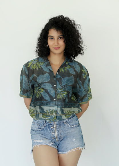 Bayar Ajrakh Chanderi Silk Shirt