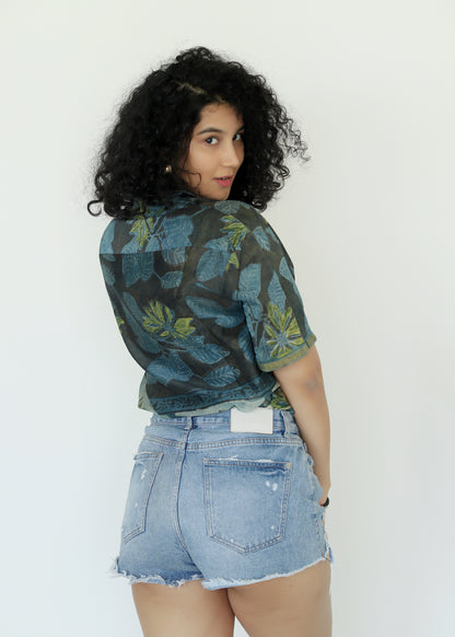 Bayar Ajrakh Chanderi Silk Shirt