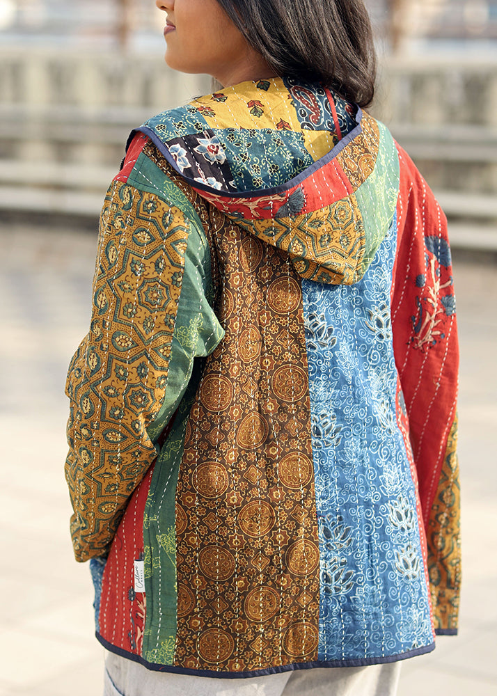 Aftab Ajrakh Print Reversible Hooded Jacket