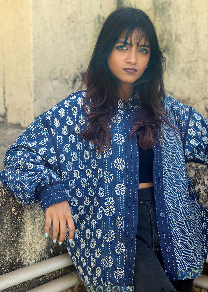 Zaib Ajrakh Print Reversible Bomber Jacket