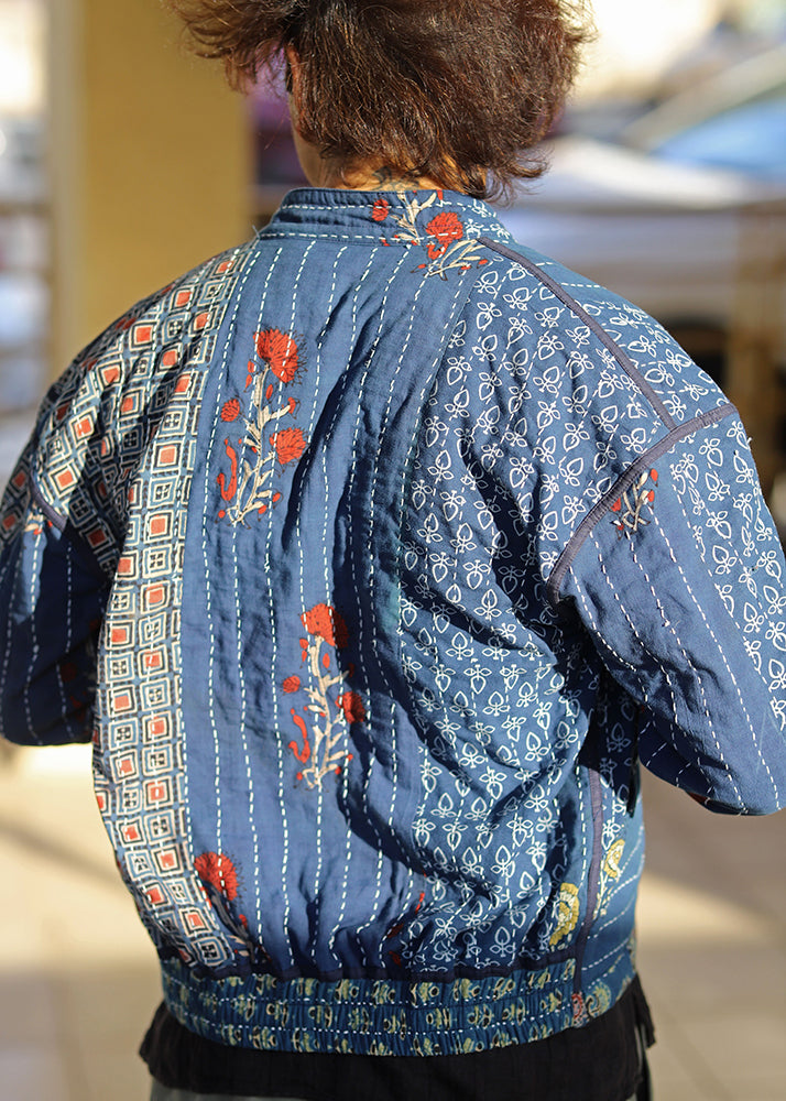 Qissa Ajrakh Print Reversible Bomber Jacket