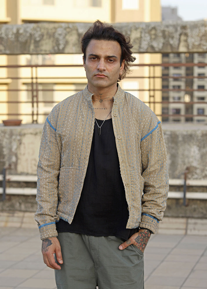 Safar Handblock Print Reversible Bomber Jacket