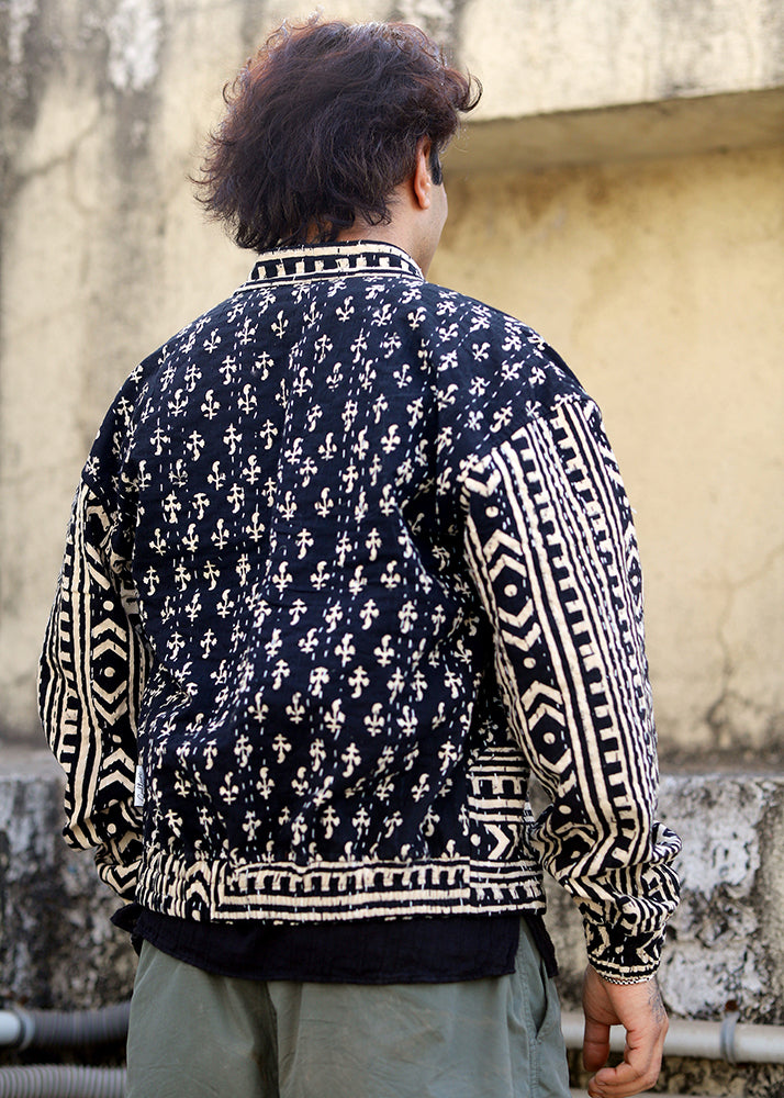 Aks Handblock Print Bomber Jacket
