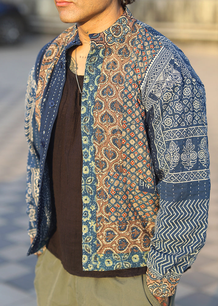Zaib Ajrakh Print Reversible Bomber Jacket