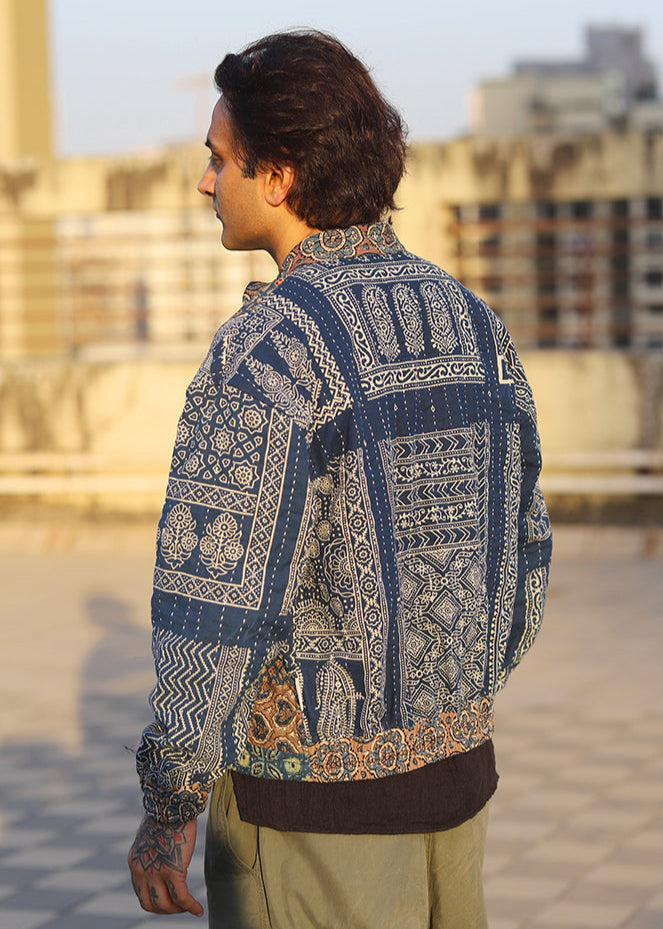 Zaib Ajrakh Print Reversible Bomber Jacket
