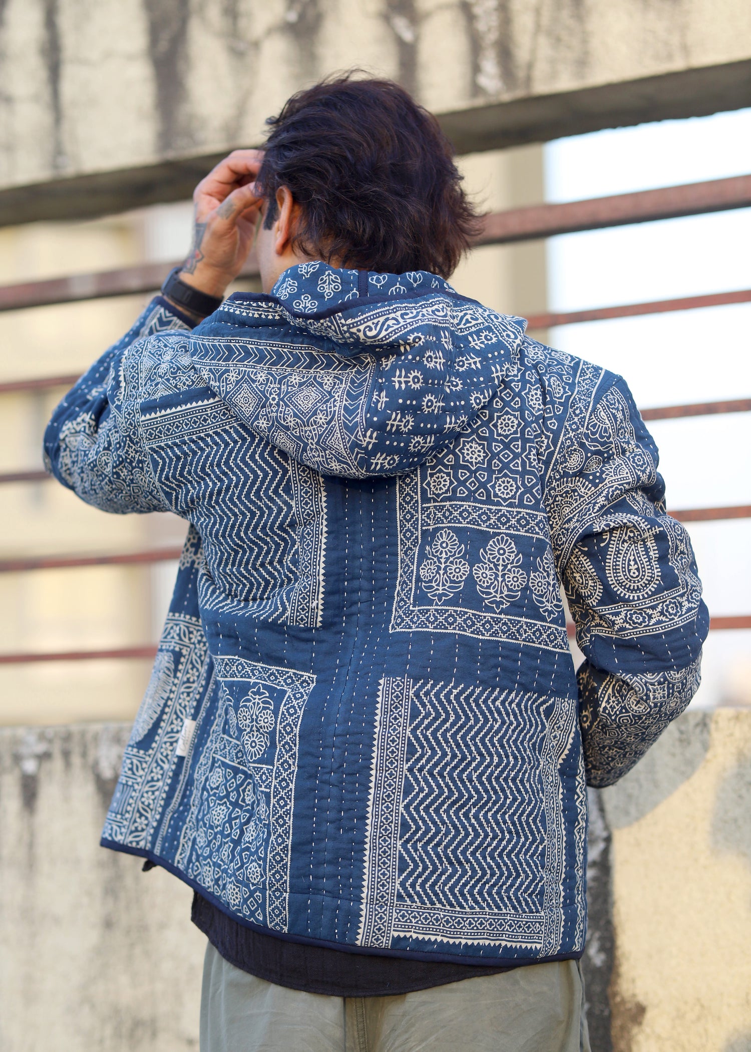 Ziba Ajrakh Print Reversible Hooded Jacket
