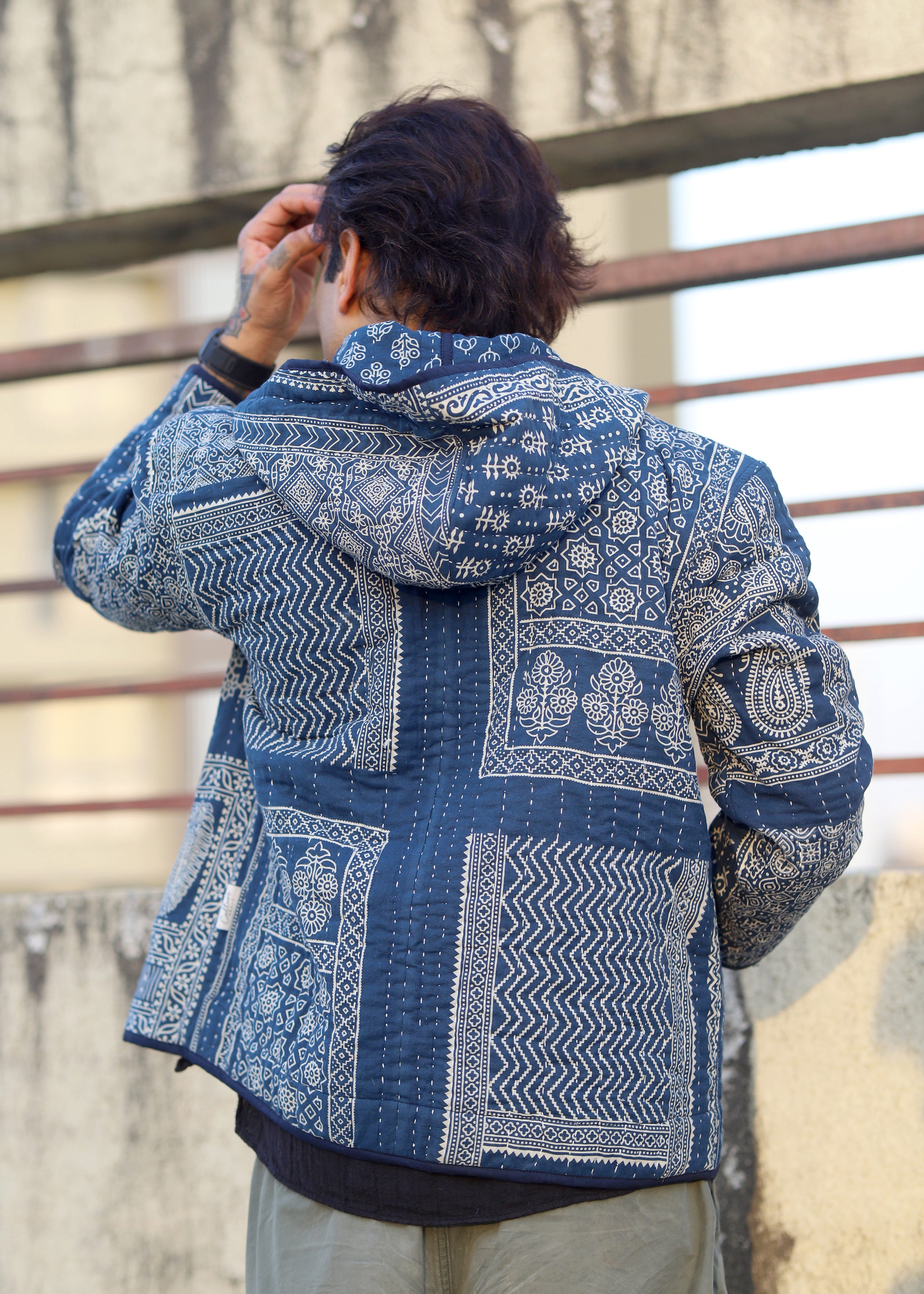 Ziba Ajrakh Print Reversible Hooded Jacket