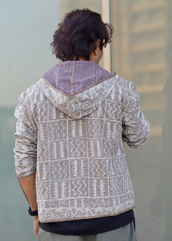 Sehar Block Print Reversible Hooded Jacket