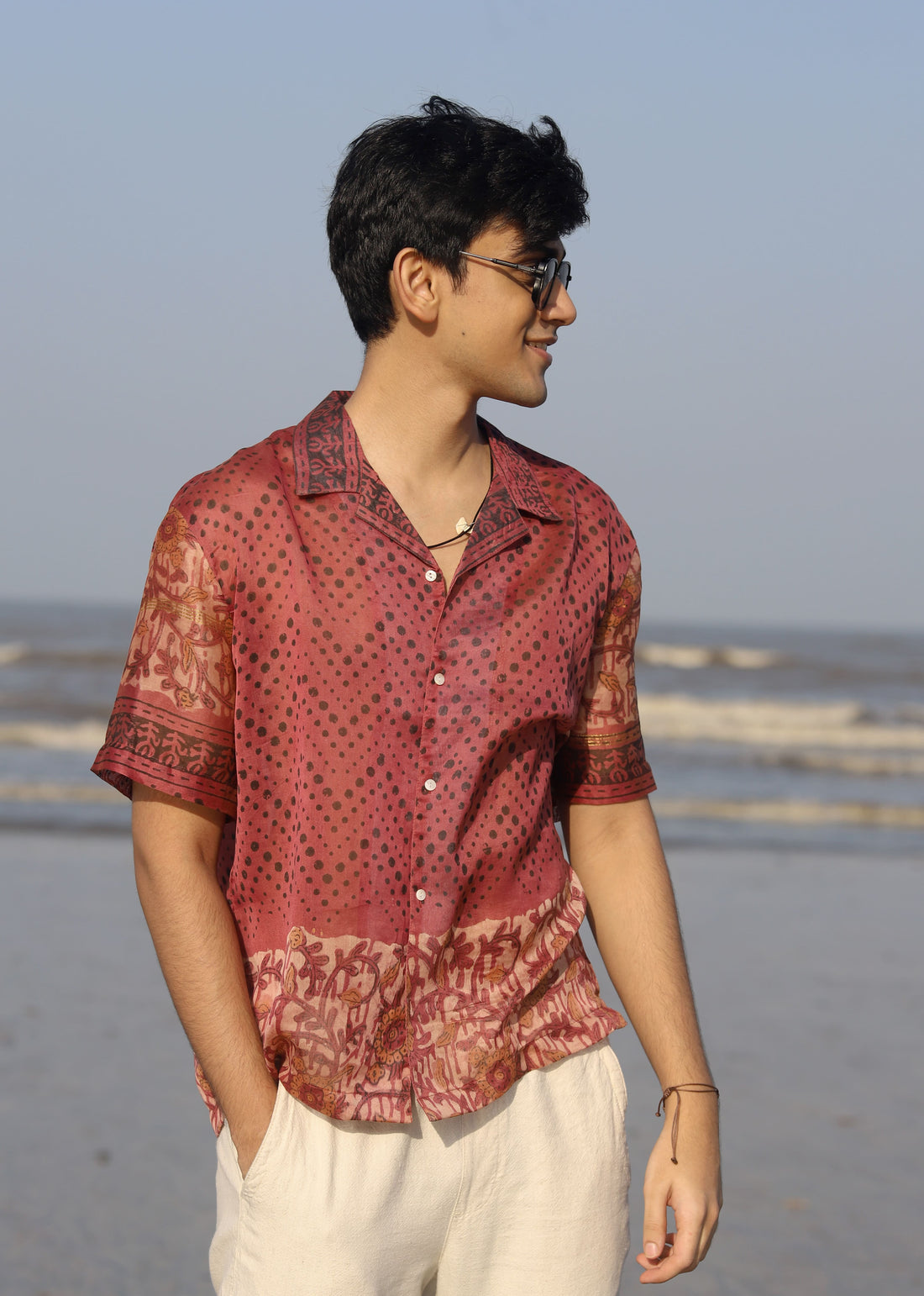 Parvaz Ajrakh Print Silk Unisex Shirt
