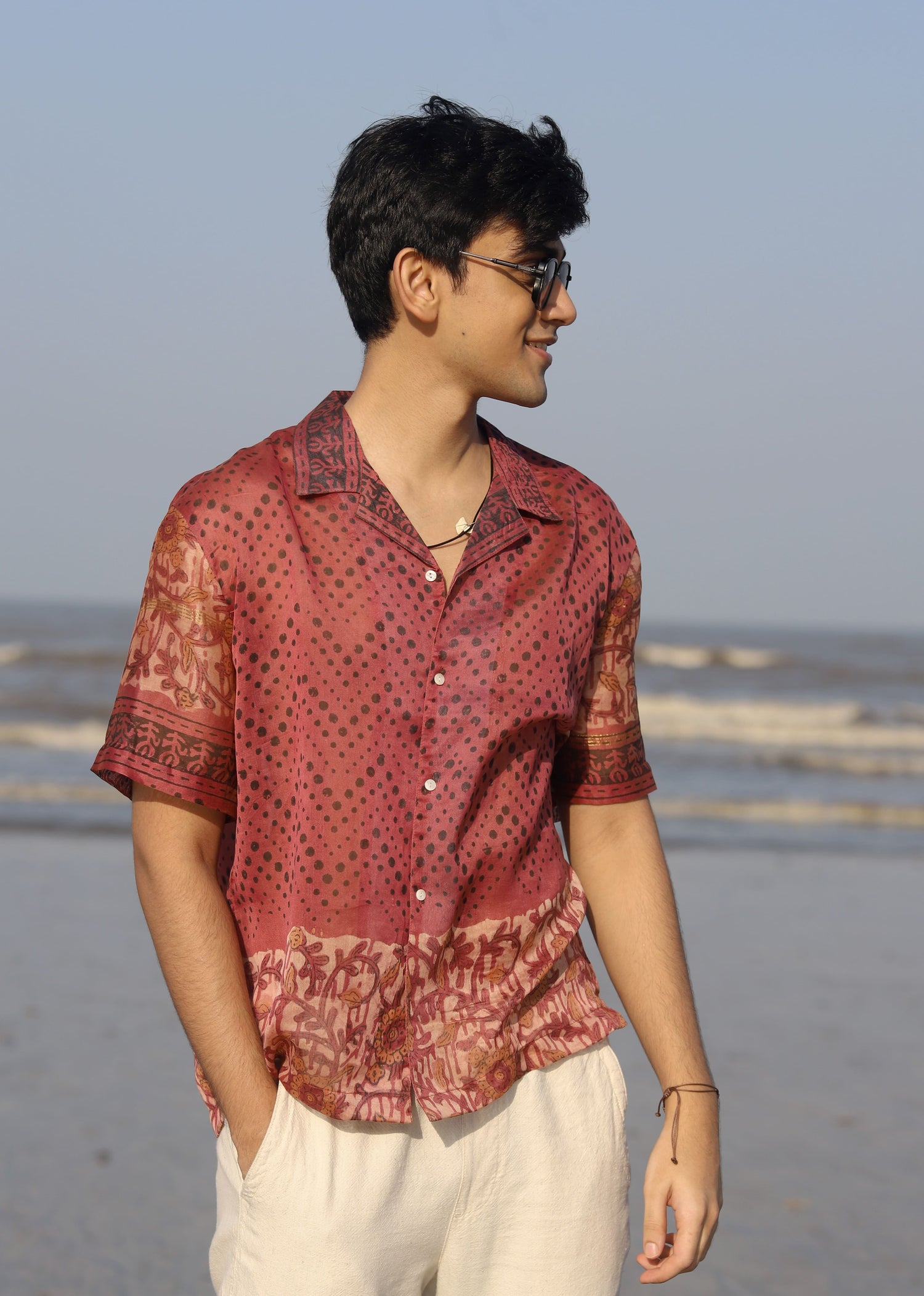 Parvaz Ajrakh Print Silk Unisex Shirt