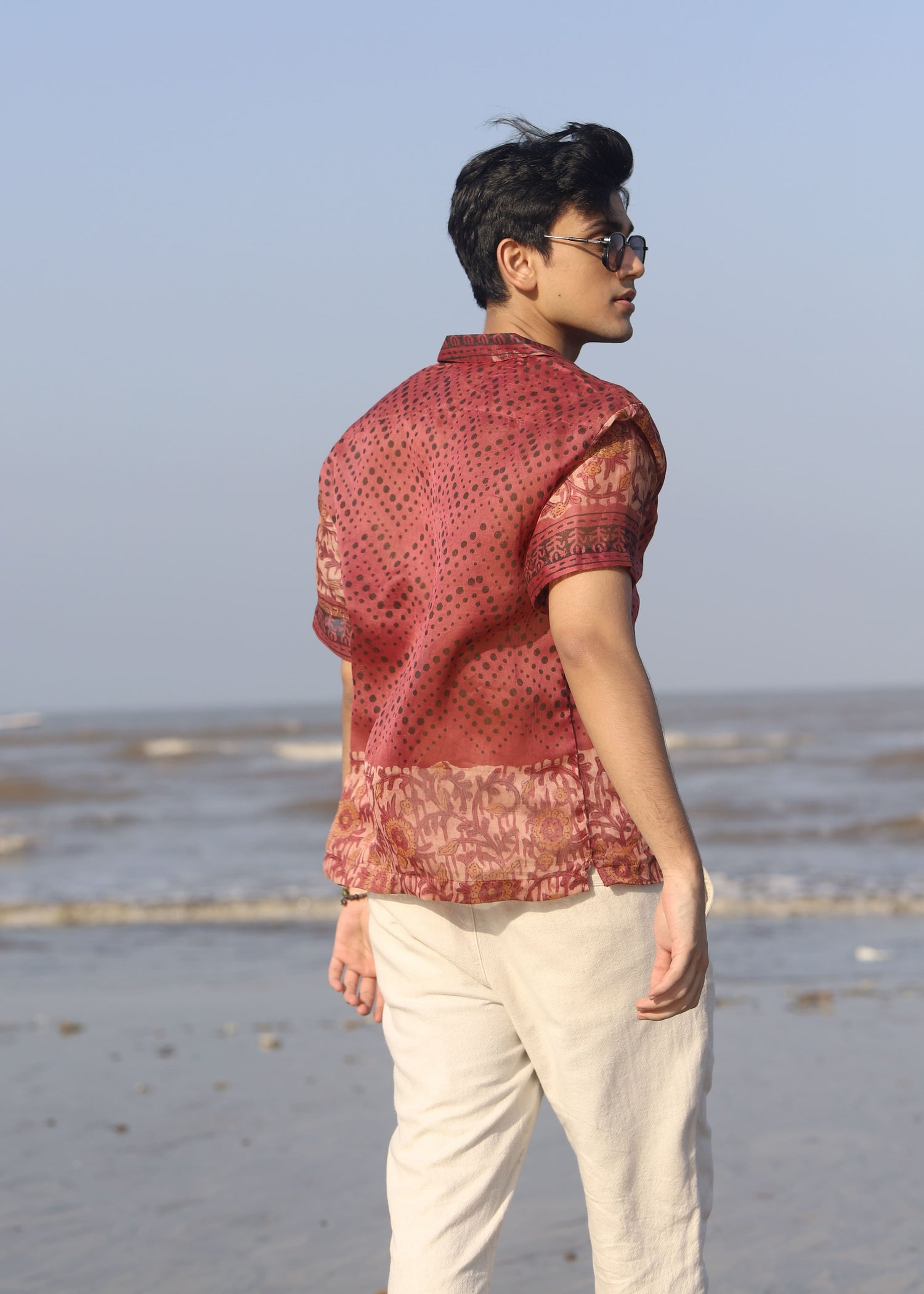 Parvaz Ajrakh Print Silk Unisex Shirt