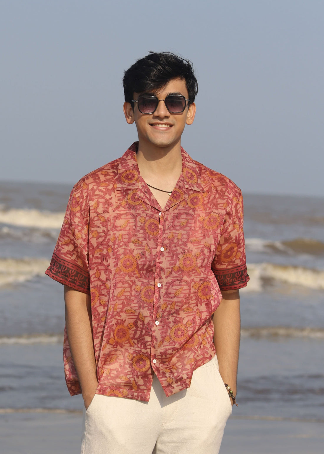 Noor Ajrakh Print Silk Unisex Shirt