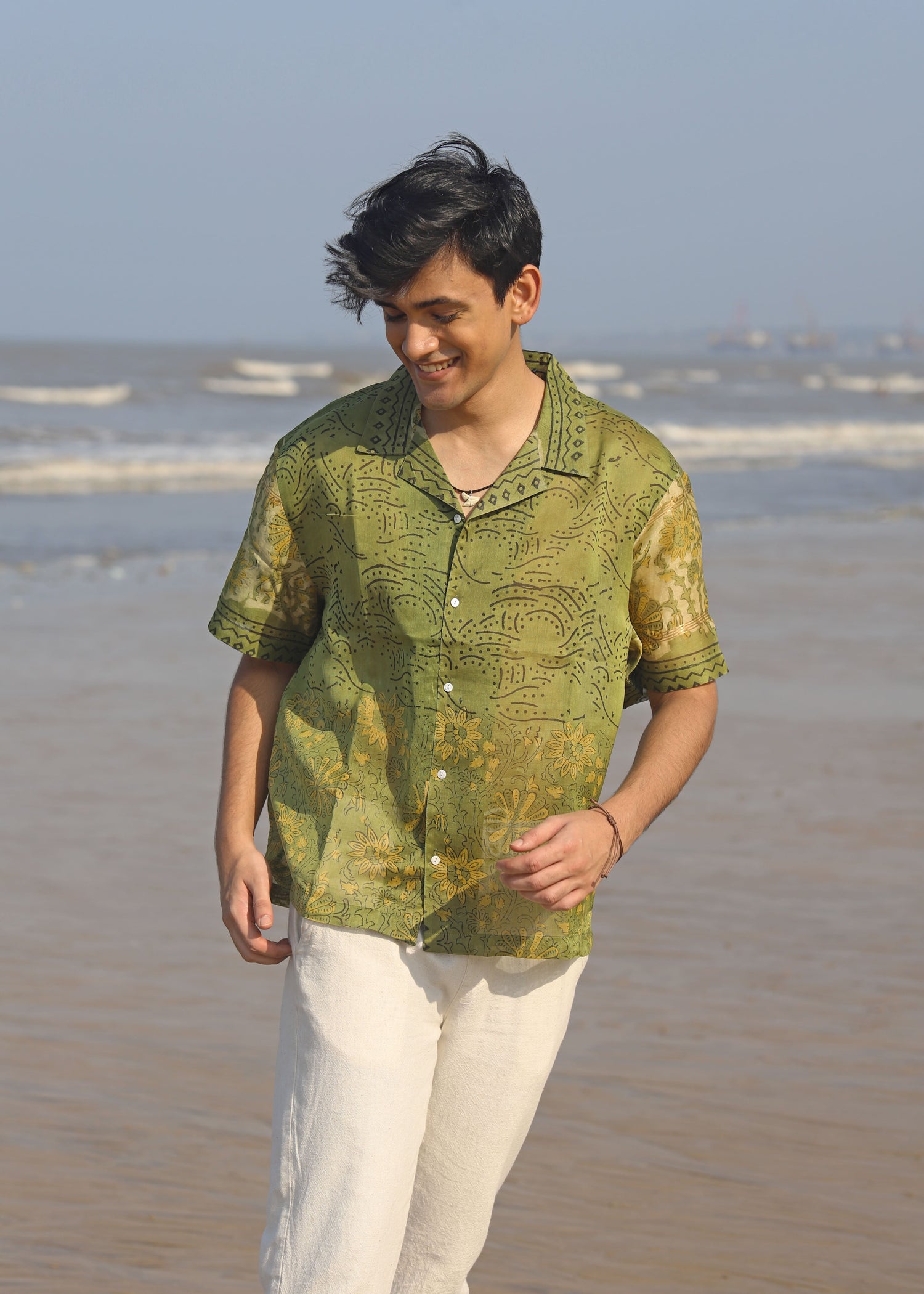 Sehr Ajrakh Print Silk Unisex Shirt