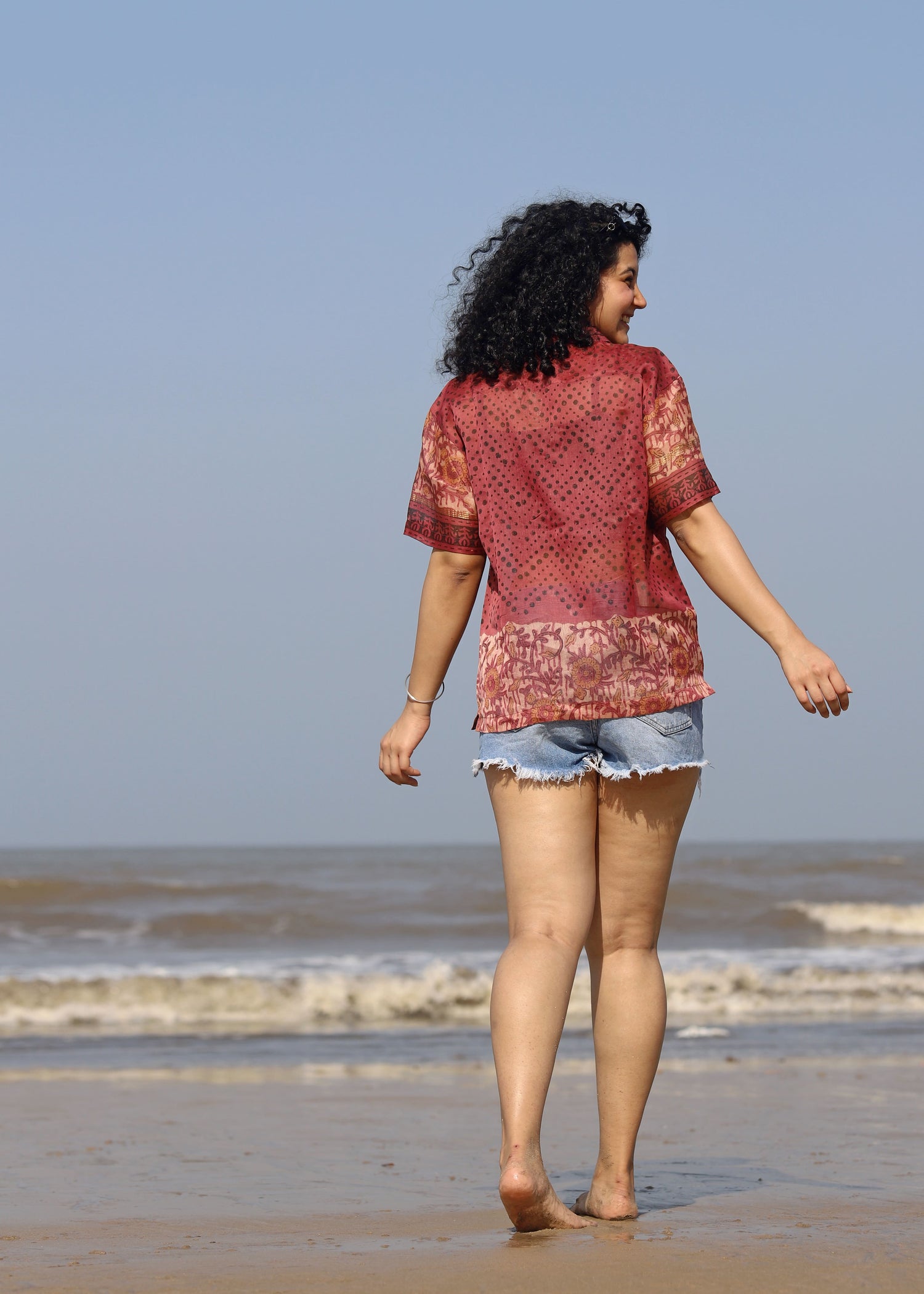 Parvaz Ajrakh Print Silk Unisex Shirt